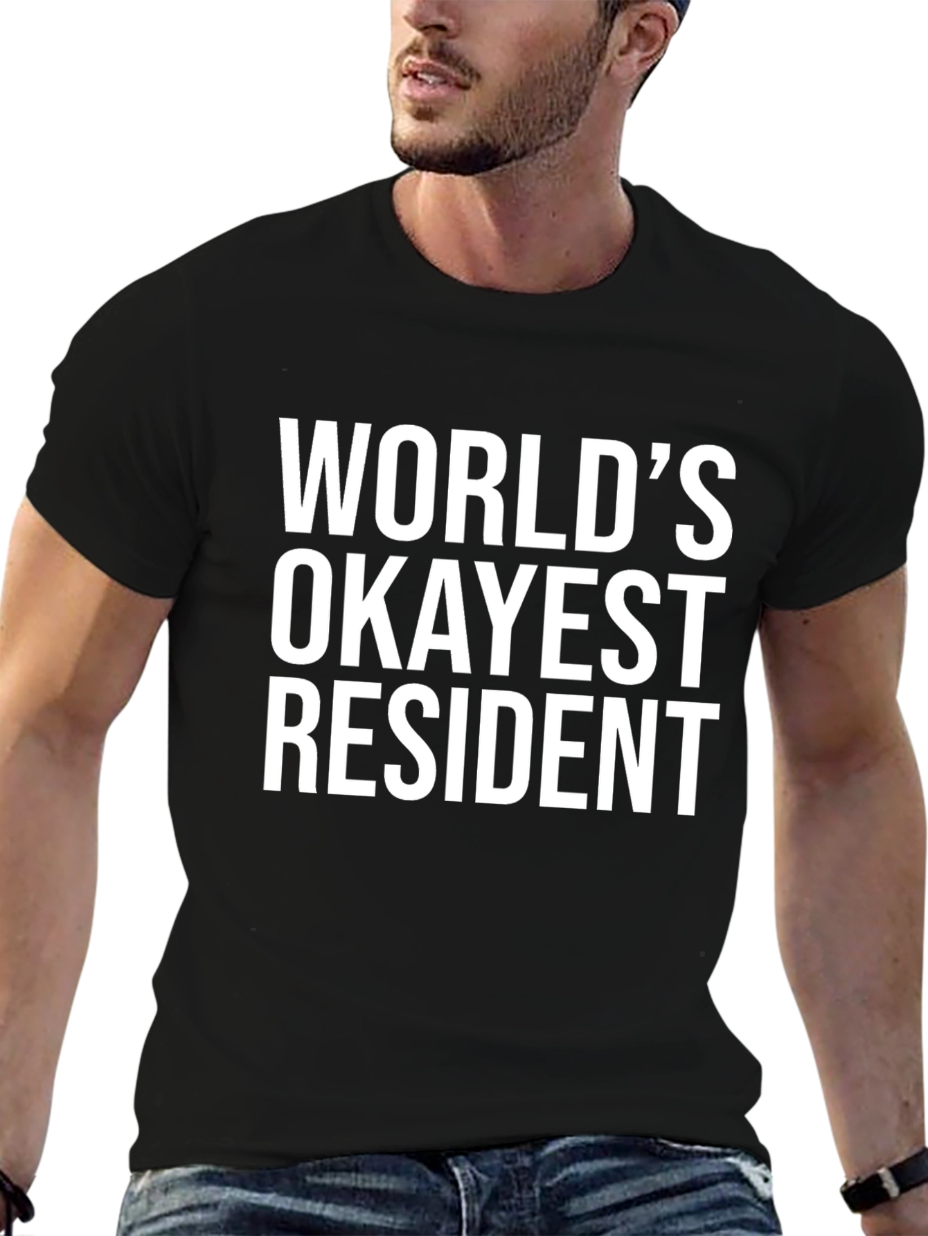 Black World's Okayest Resident Black T-Shirt view 6