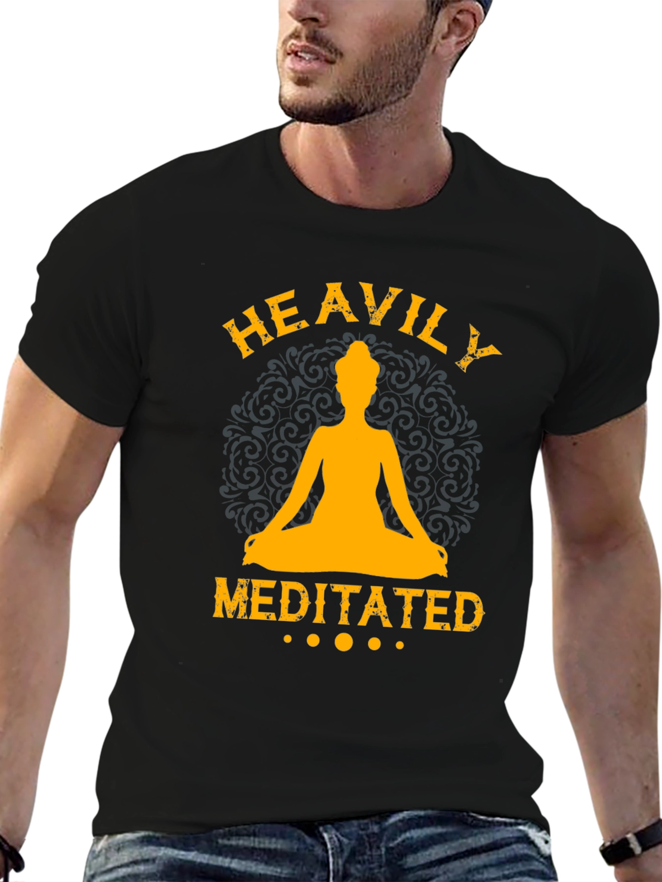 Black Heavily Meditated Black Graphic T-Shirt view 6