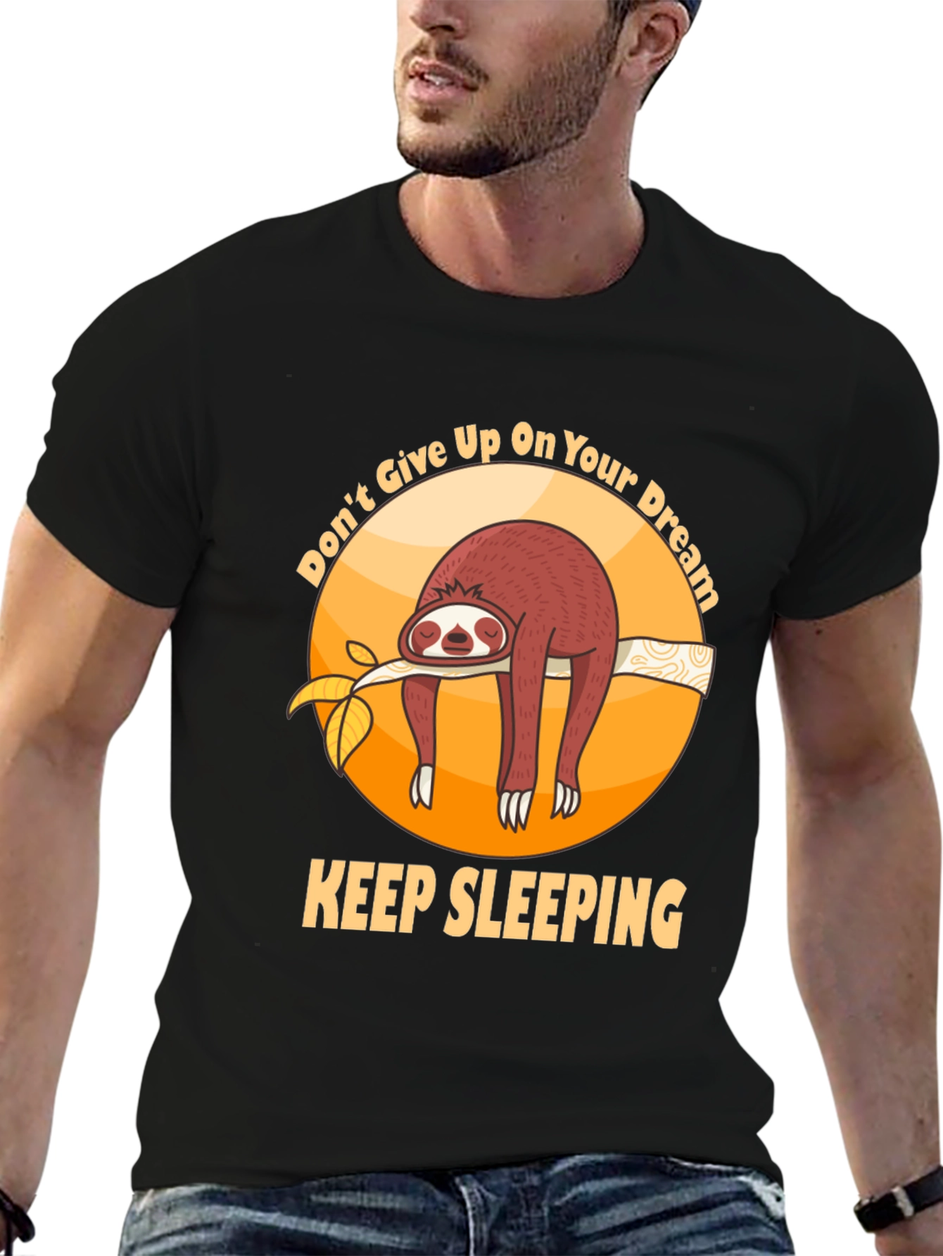 Black Don't Give Up On Your Dream Sloth T-shirt view 6