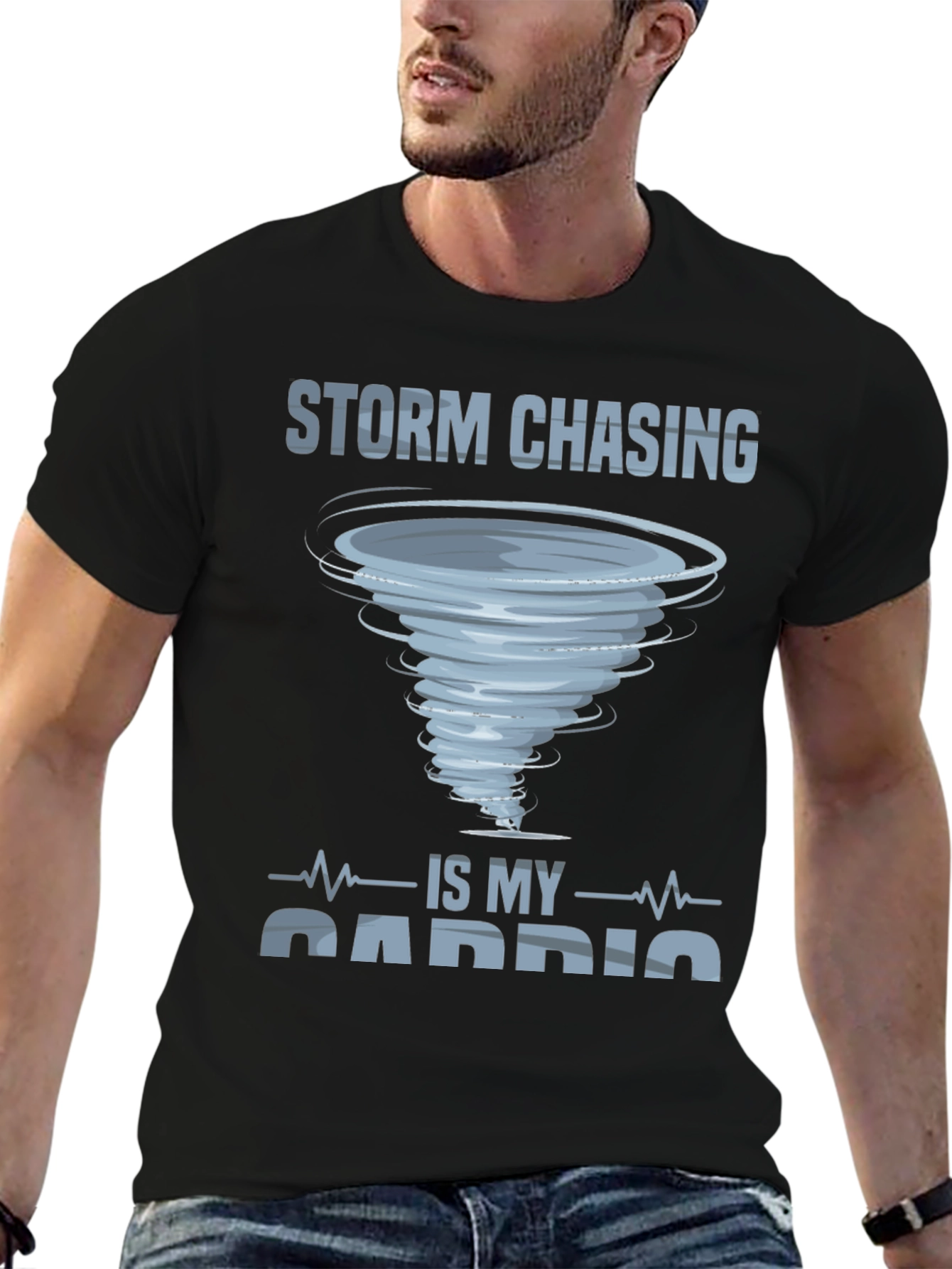 Black Storm Chasing Cardio Graphic T-Shirt view 6