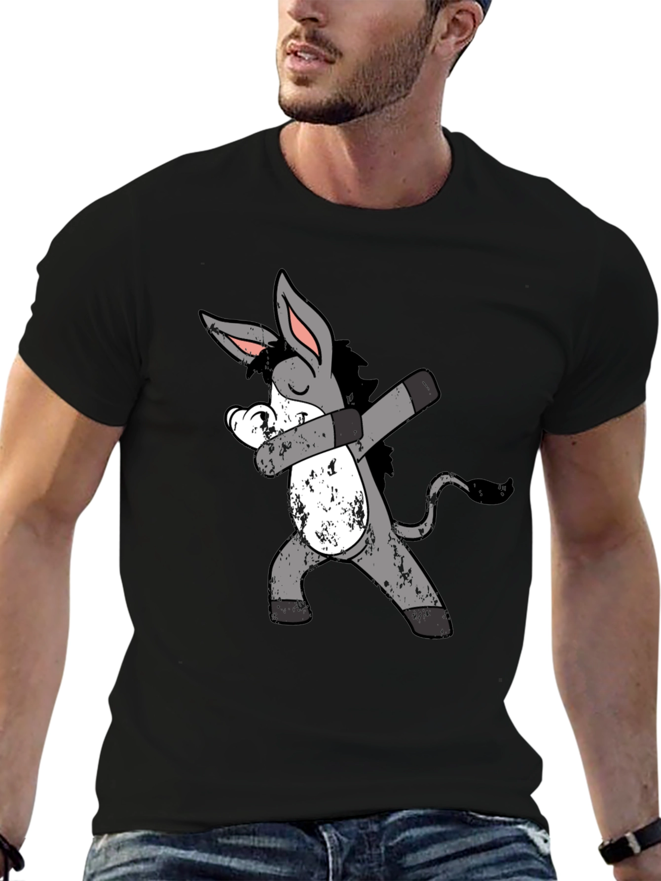 Black Dabbing Donkey Graphic Tee - Unique & Funny view 6