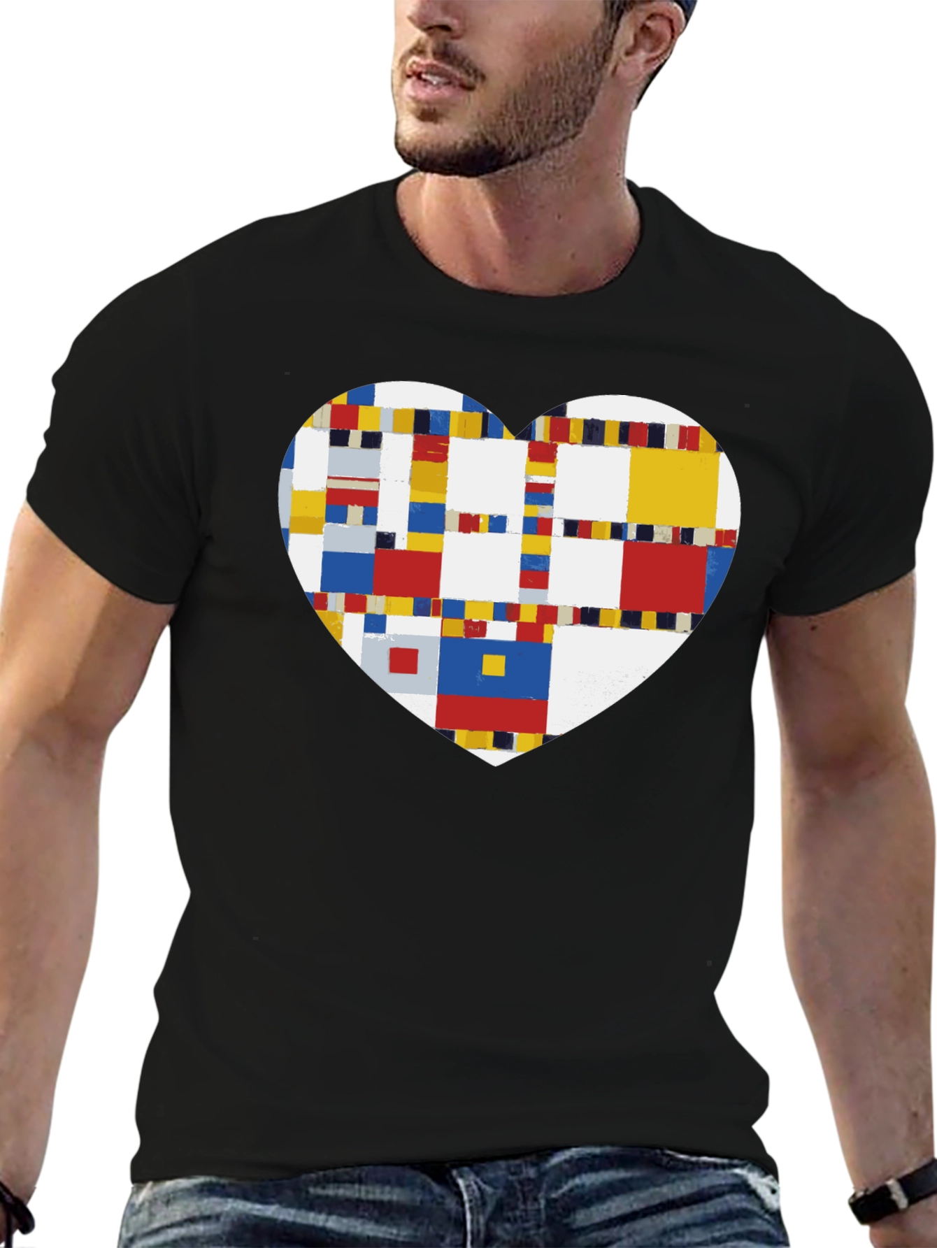 Black Mondrian Heart Graphic Tee - Black view 6