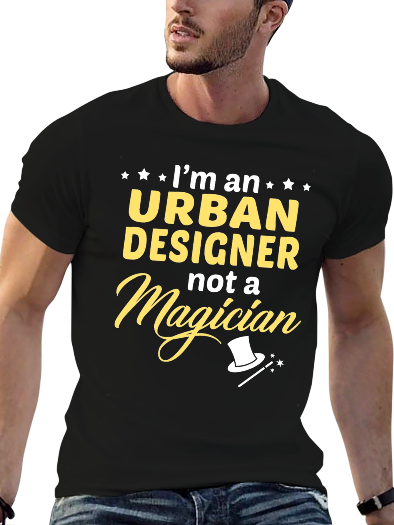 Black Urban Designer T-Shirt - Funny Magician Tee view 6