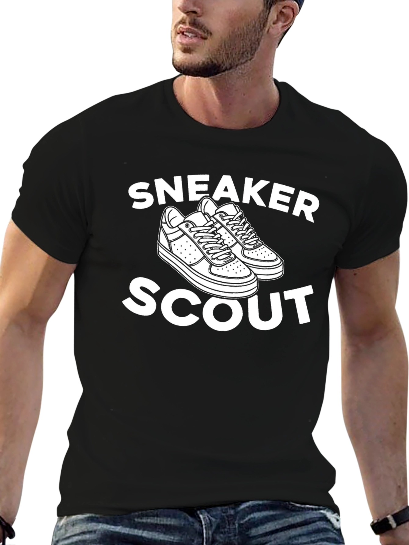 Black Sneaker Scout Graphic Tee - Black Cotton Blend view 6