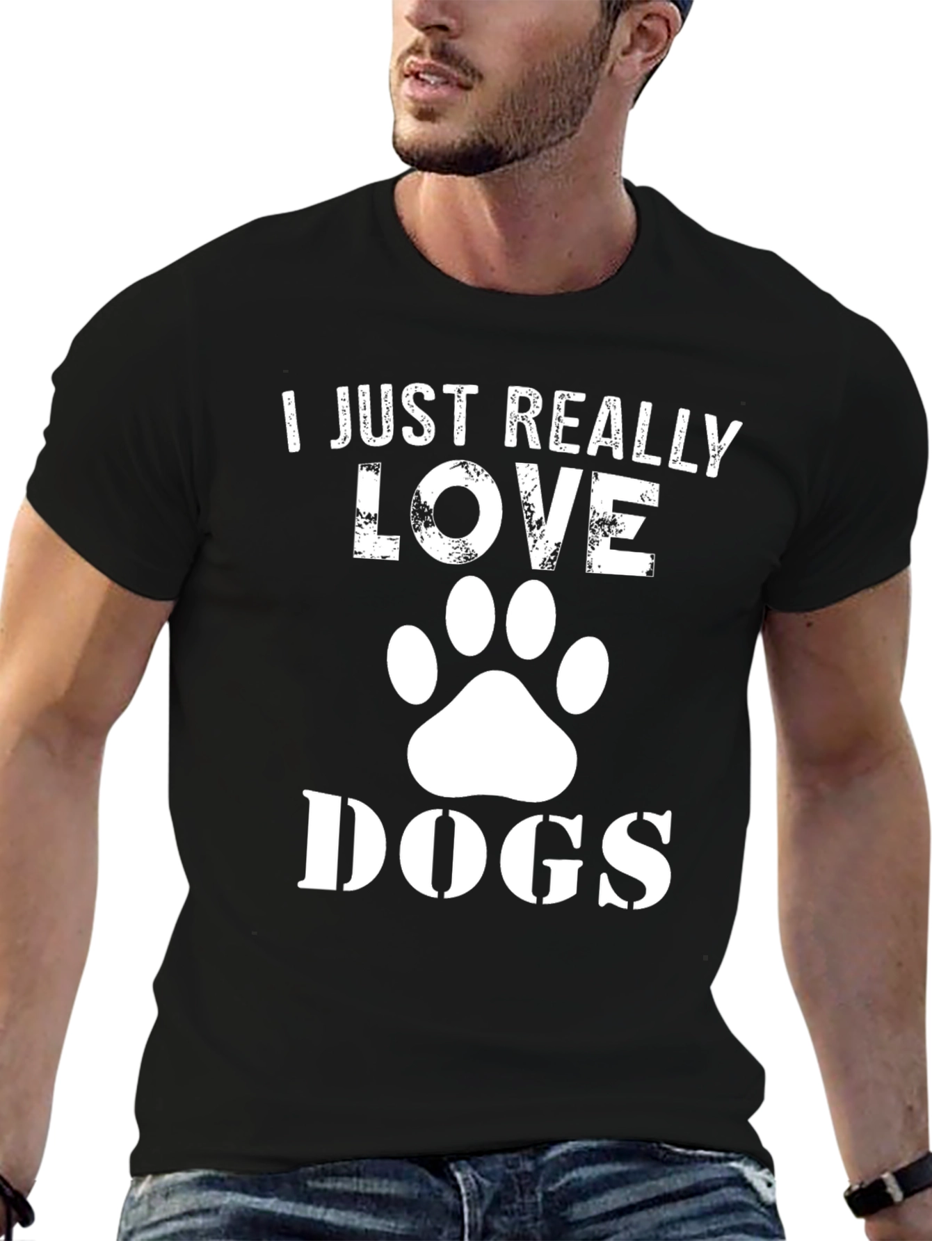Black I Love Dogs Black T-Shirt view 6