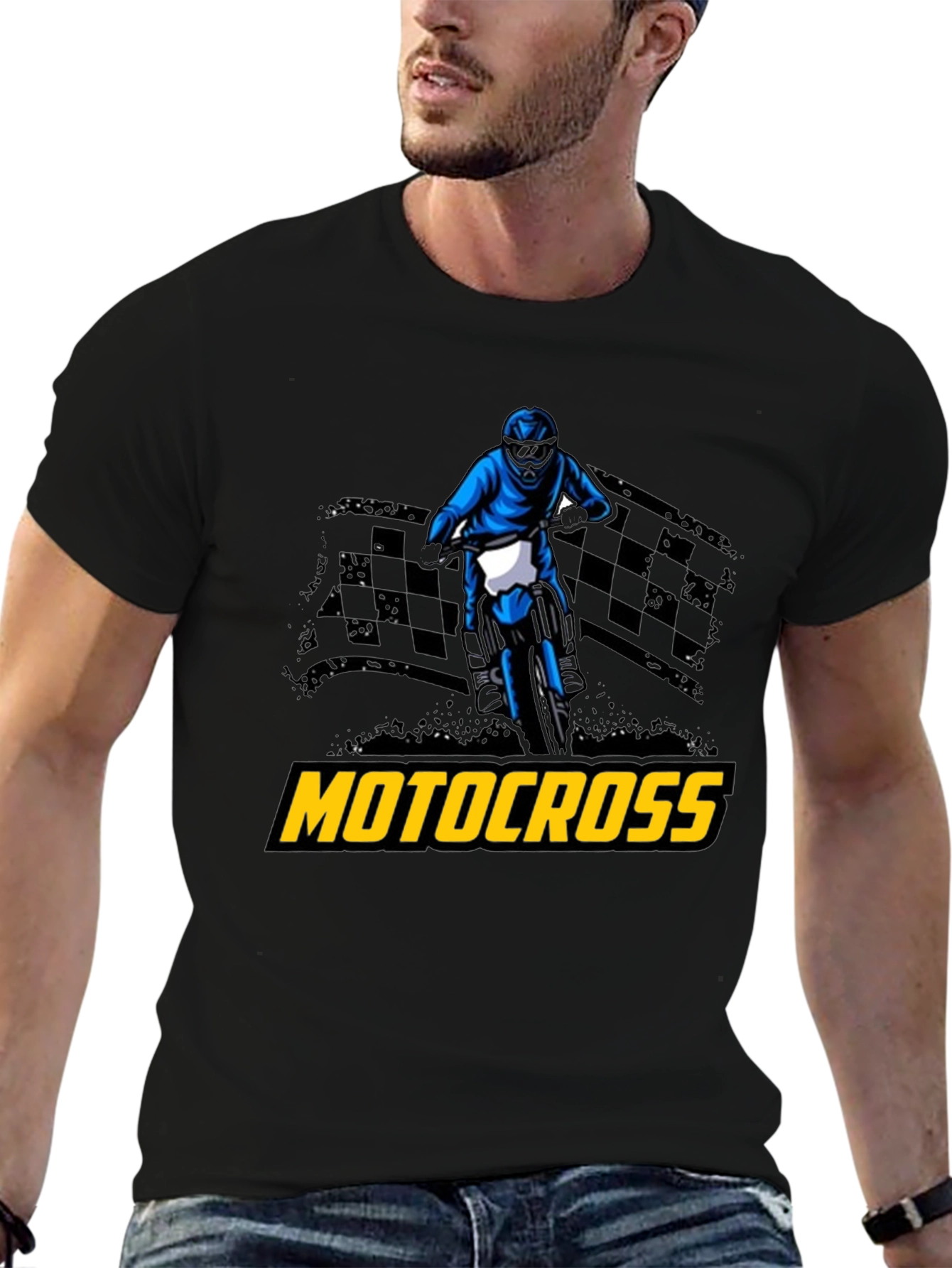 Black Motocross Rider Graphic T-Shirt - Black view 6
