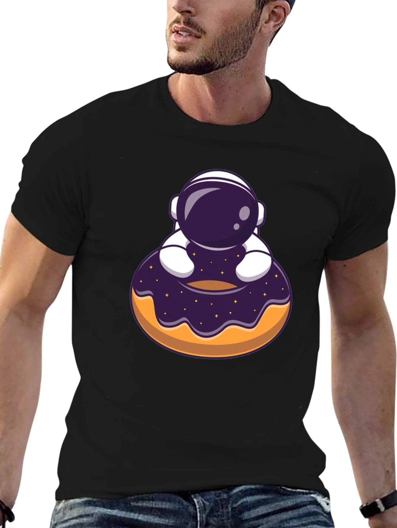 Black Astronaut Donut T-Shirt - Space Lover Tee view 6