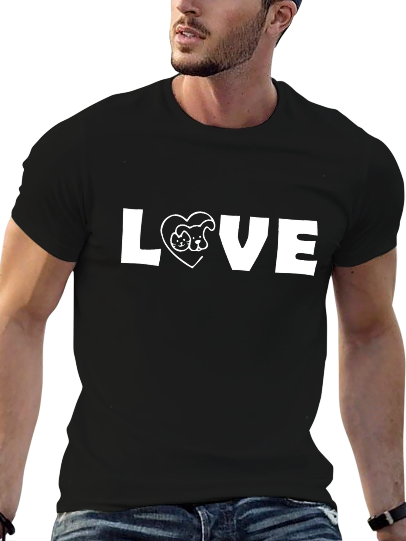 Black Love Dog and Cat T-Shirt view 6