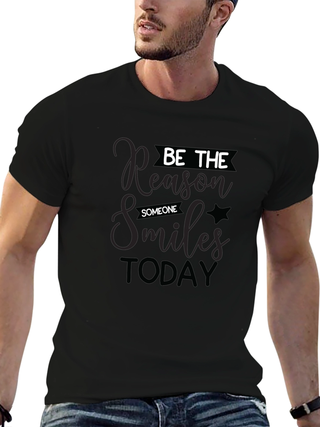 Black Be the Reason Someone Smiles T-Shirt view 6