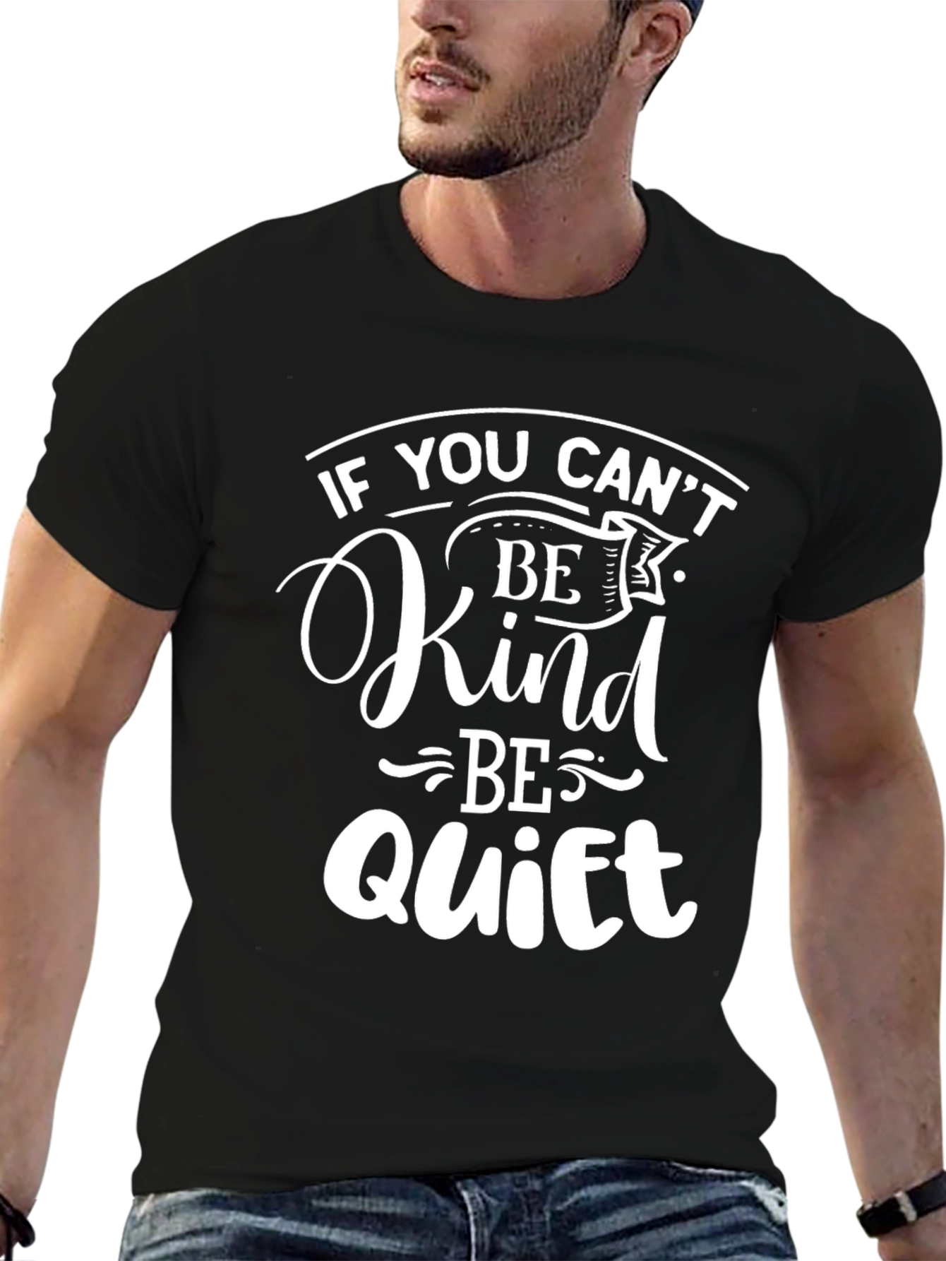 Black Be Kind or Be Quiet Black Graphic Tee view 6