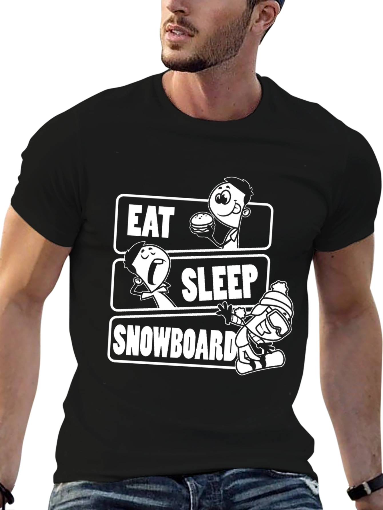 Black Eat Sleep Snowboard Graphic Tee view 6