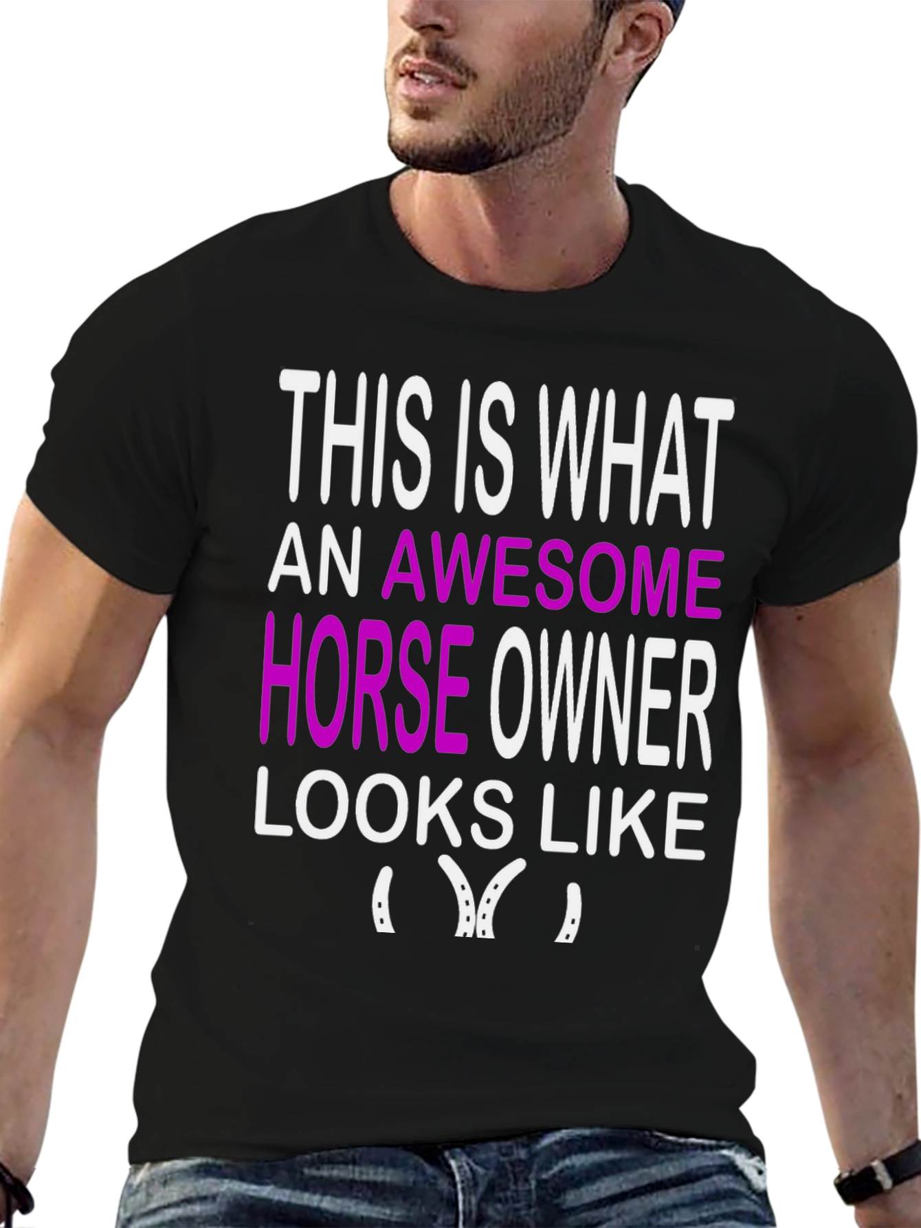 Black Awesome Horse Owner Graphic Tee - Black view 6