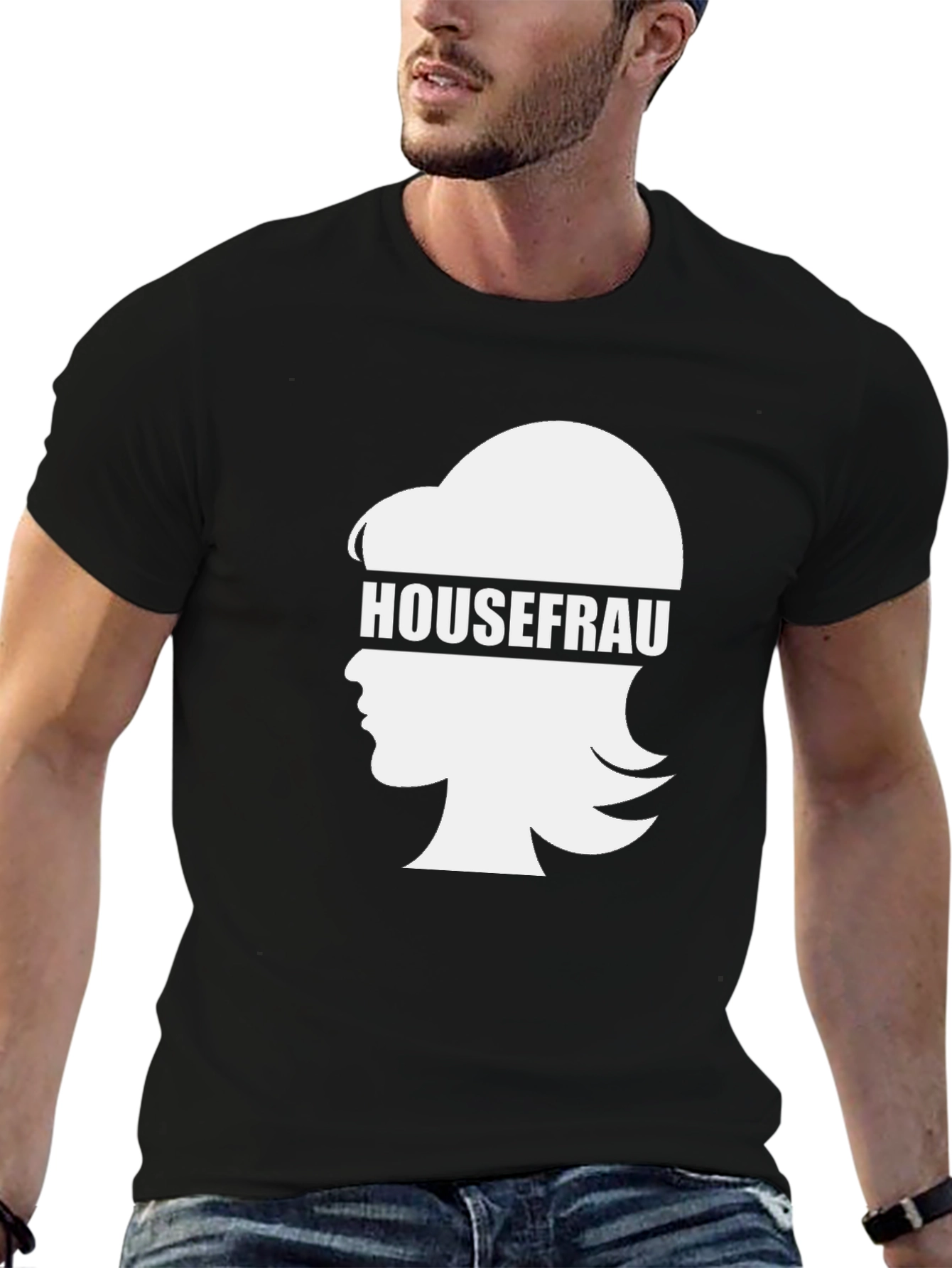 Black Housefrau T-Shirt - Novelty Design view 6