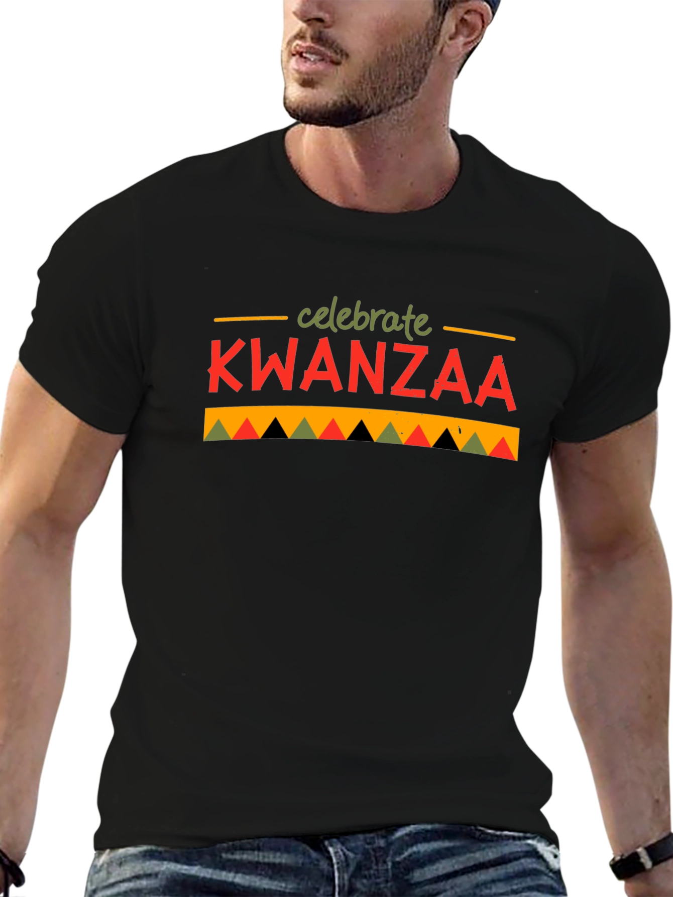 Black Celebrate Kwanzaa Black T-Shirt view 6