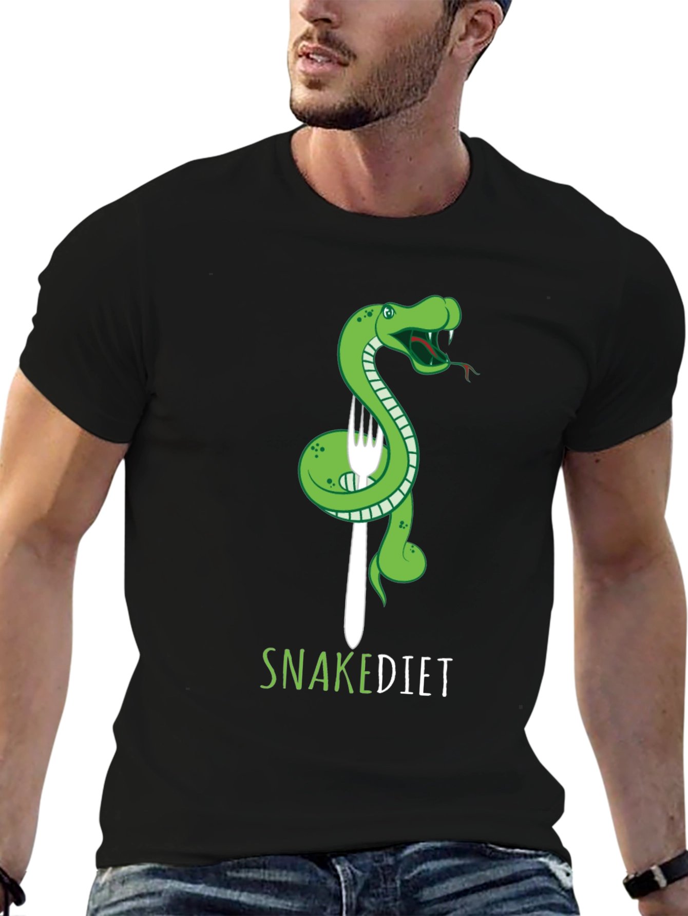 Black Snake Diet T-Shirt - Funny Graphic Tee view 6