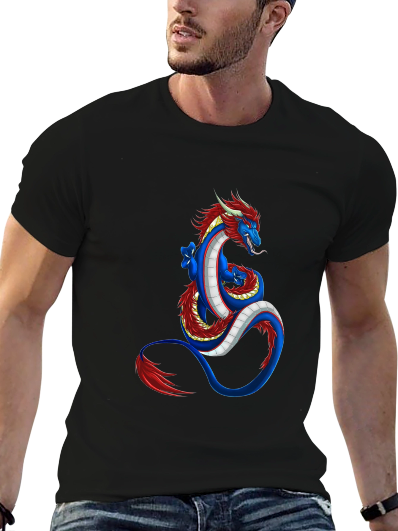 Black Dragon Graphic Tee - Black Cotton Blend view 6