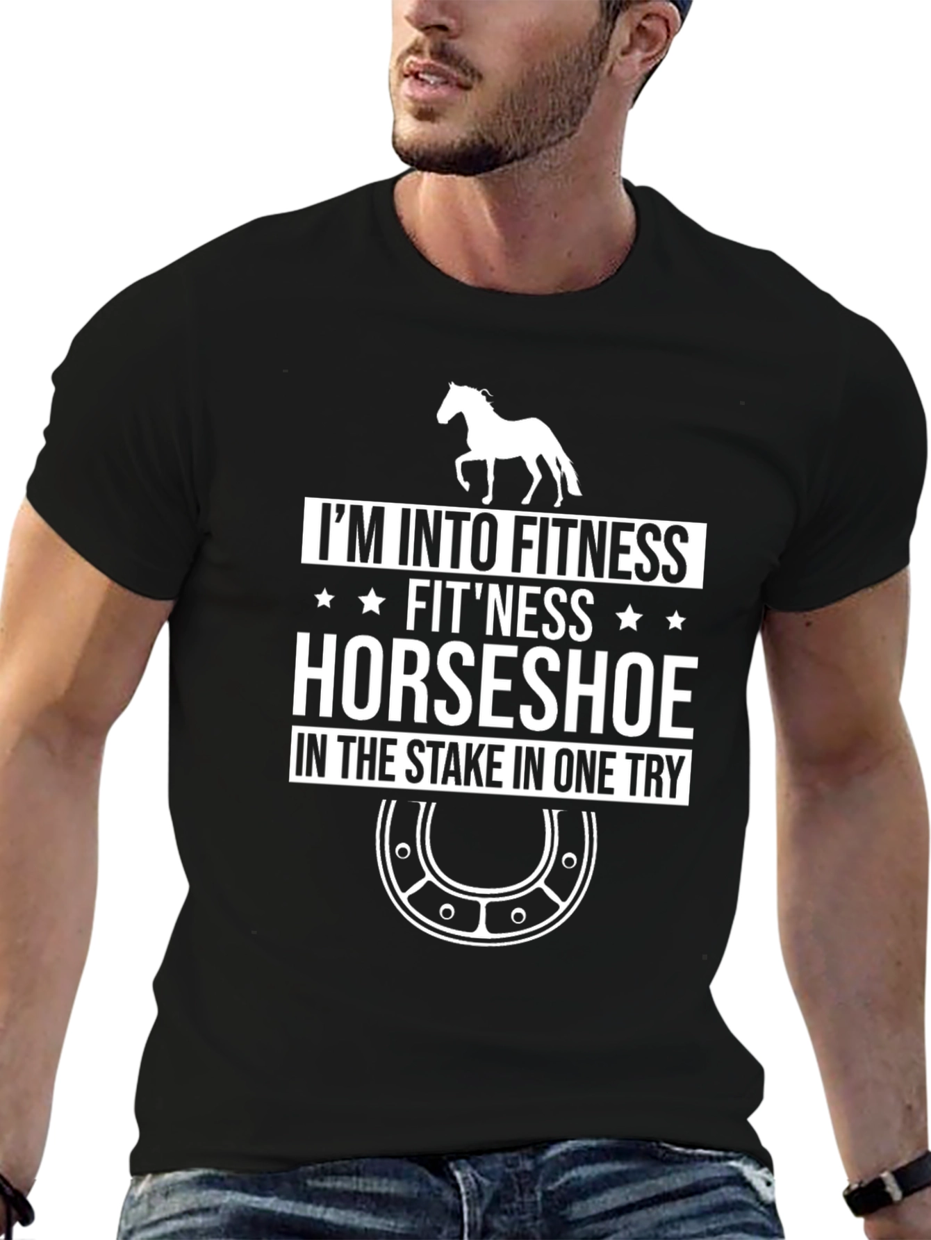 Black I'm Into Fitness Horseshoe T-Shirt view 6