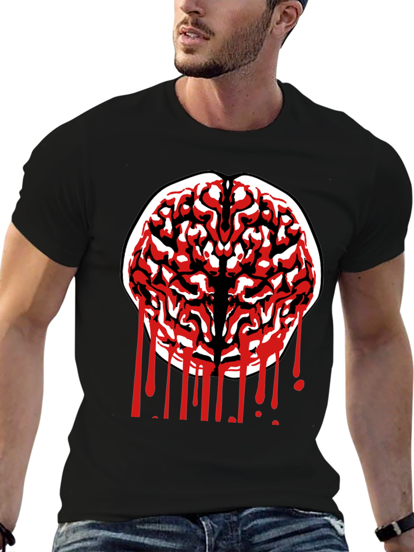Black Brain Graphic Tee - Black Cotton Blend view 6