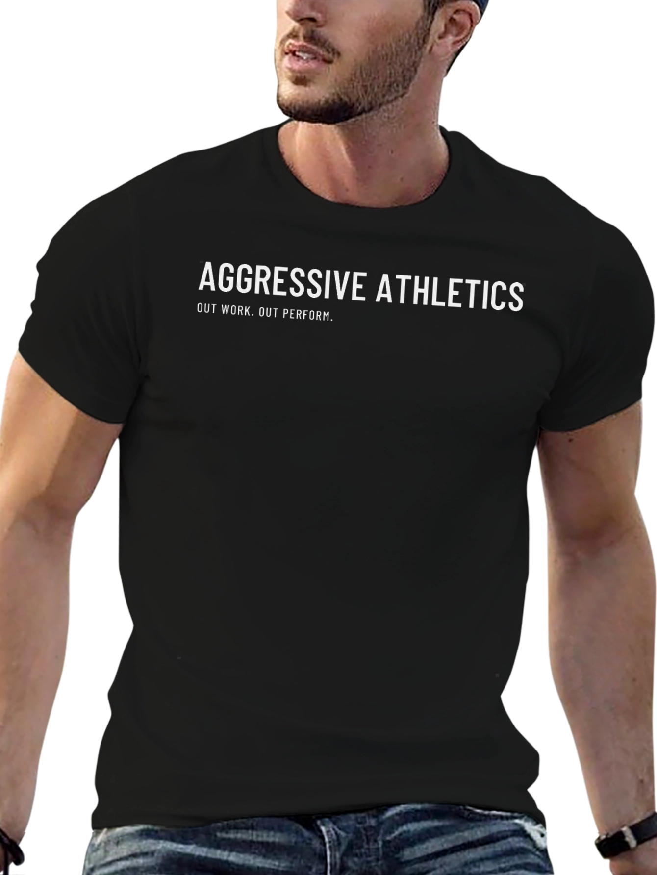 Black Aggressive Athletics Black Graphic T-Shirt view 6