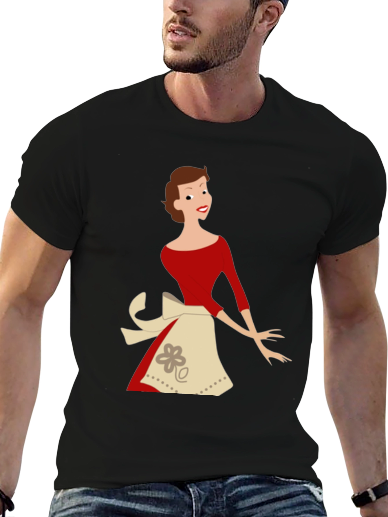 Black Retro Housewife T-Shirt - Black view 6