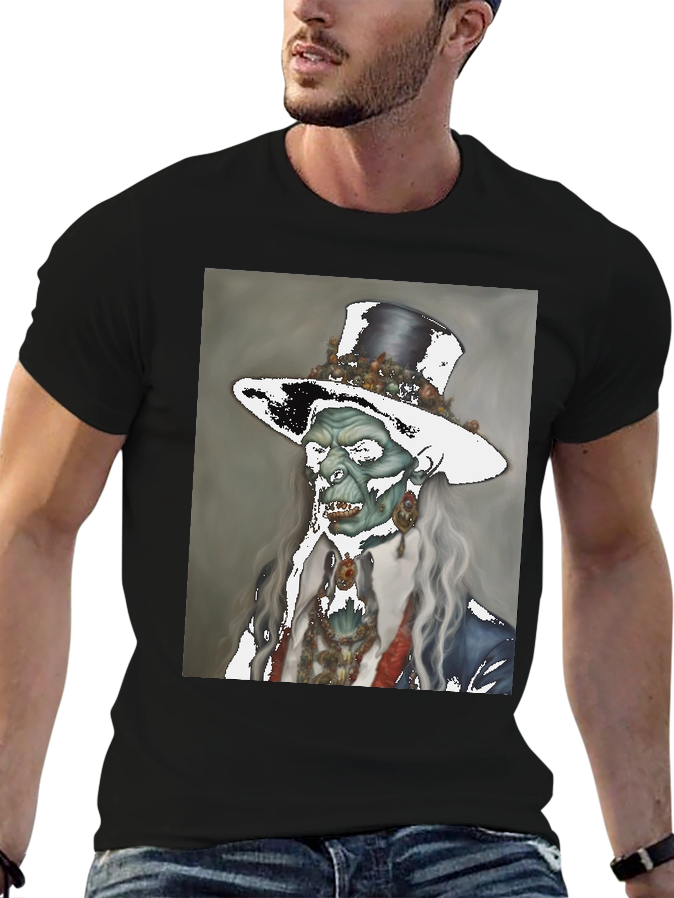 Black Zombie Gentleman T-Shirt - Undead Elegance view 6