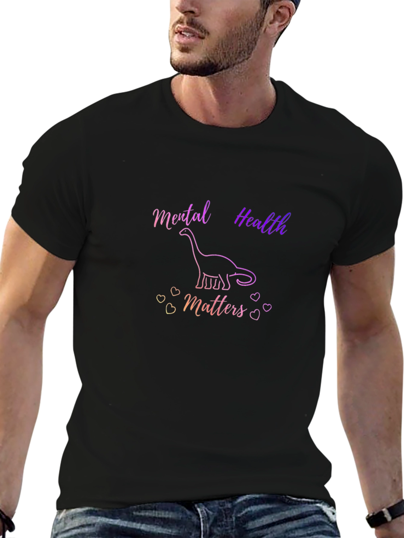 Black Mental Health Matters Dinosaur Graphic T-Shirt view 6