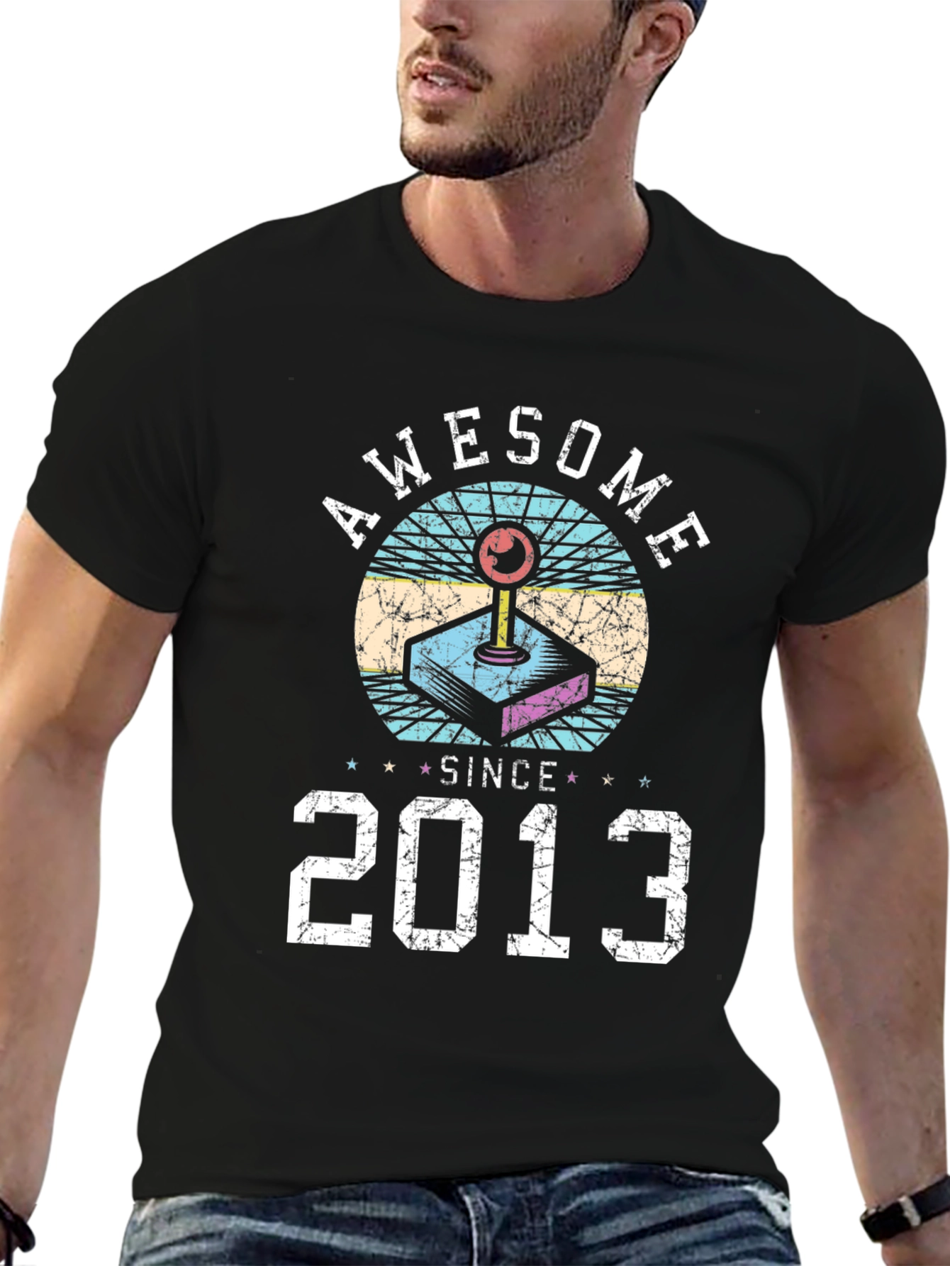 Black Awesome Since 2013 Gamer T-Shirt view 6