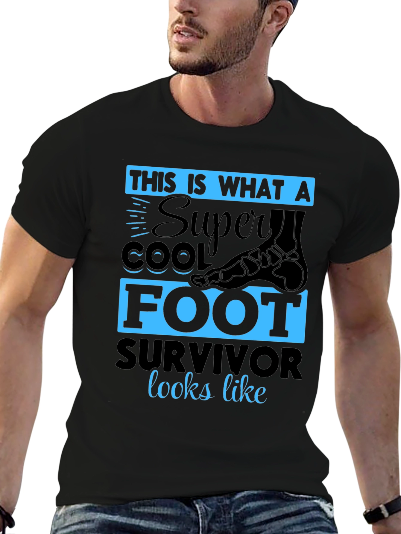 Black Super Cool Foot Survivor T-Shirt view 6