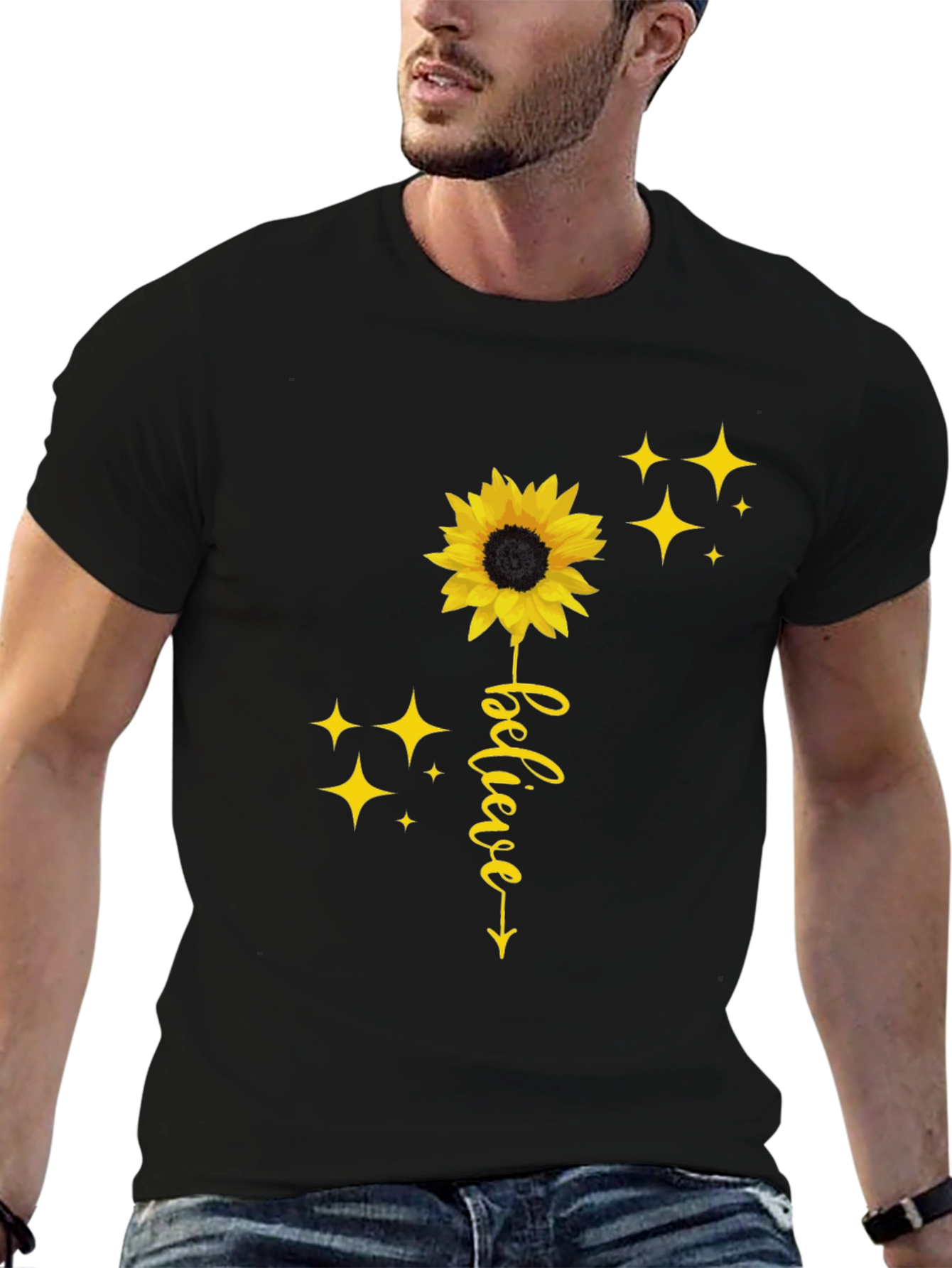 Black Believe Sunflower Graphic Tee - Black view 6