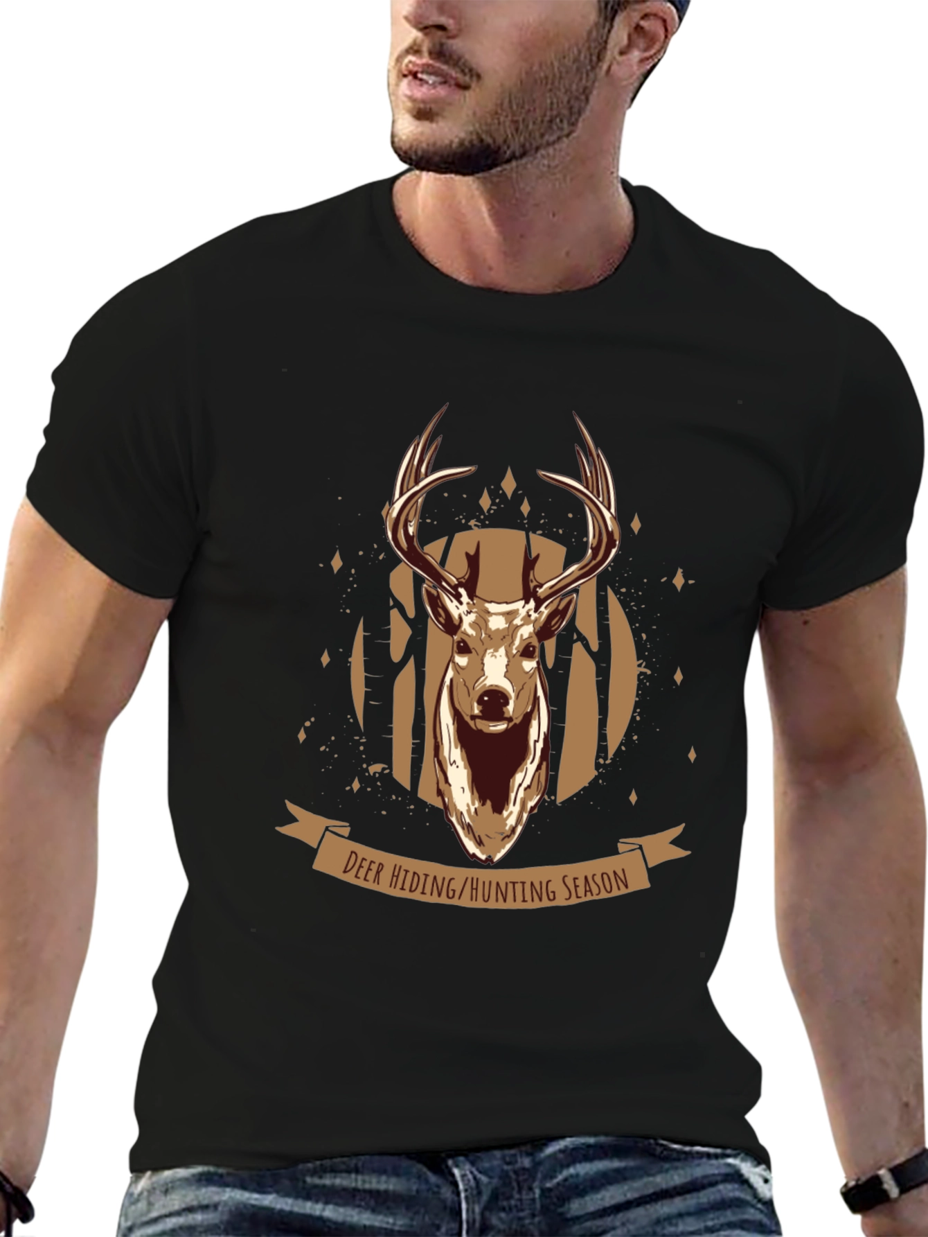 Black Deer Hunting Season Graphic Tee view 6