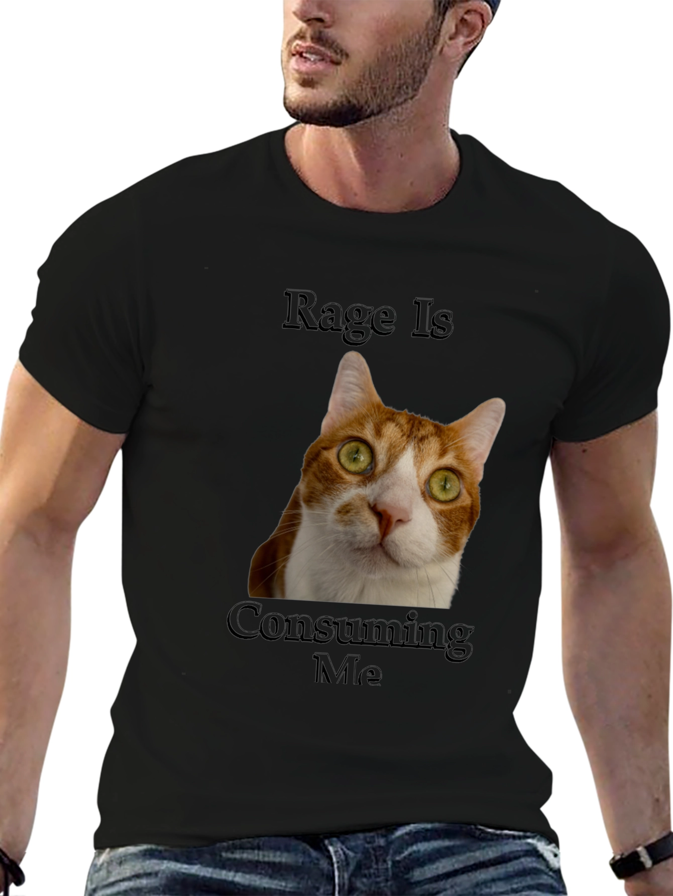 Black Rage Is Consuming Me Cat T-Shirt - Funny Graphic Tee view 6