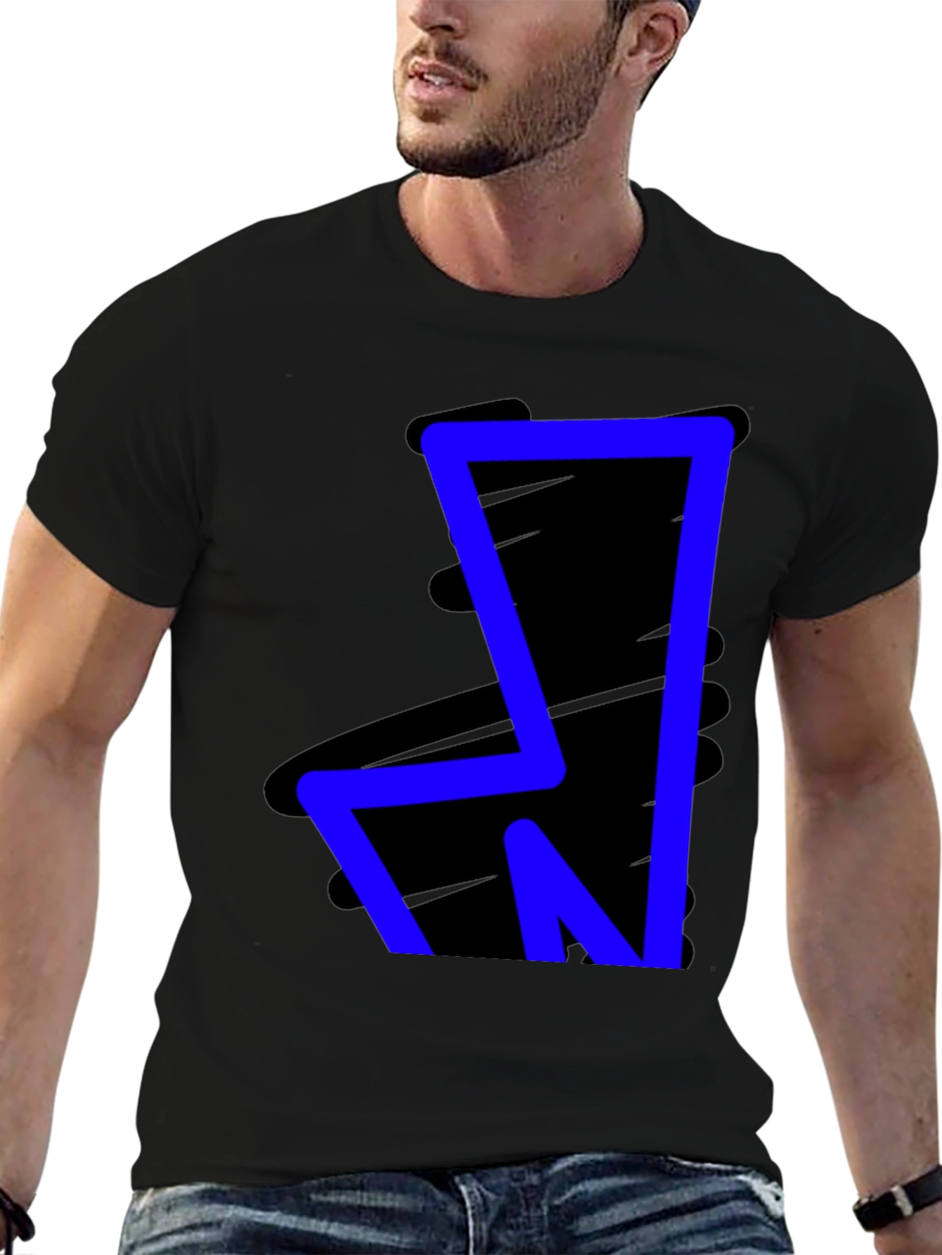 Black Bold Blue Graphic Tee - Modern Style view 6