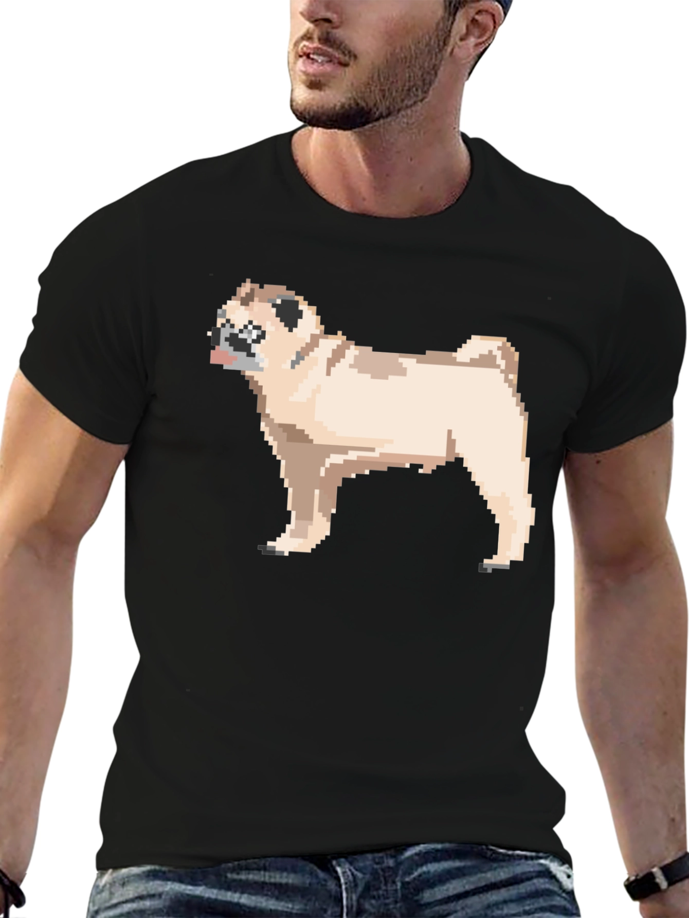 Black Pixel Pug T-Shirt - Retro Dog Lover Tee view 6
