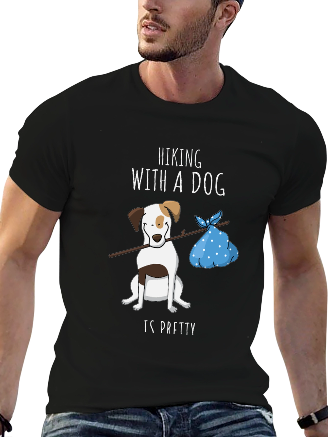 Black Hiking with a Dog Graphic Tee view 6