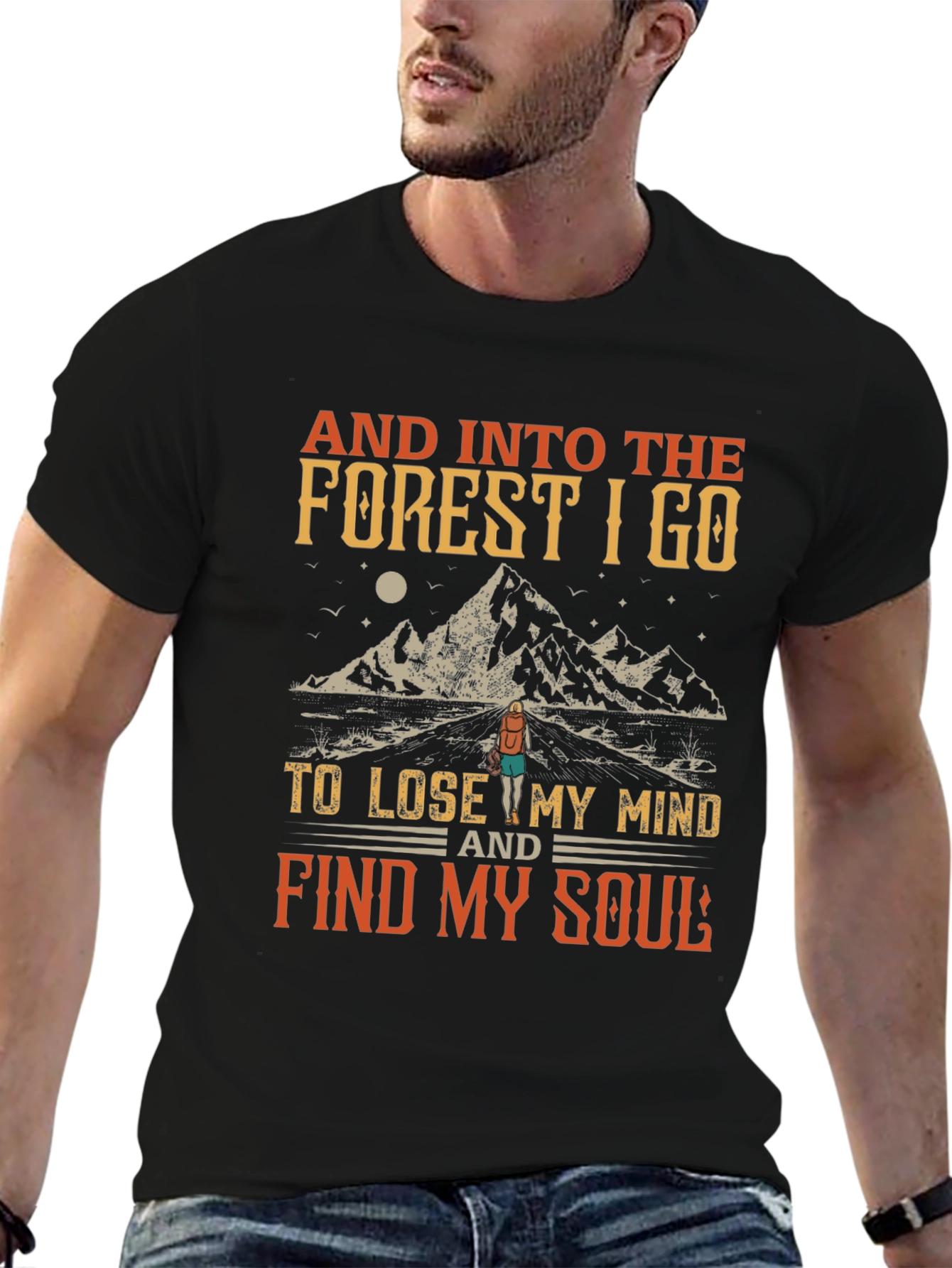 Black Into the Forest Graphic Tee view 6