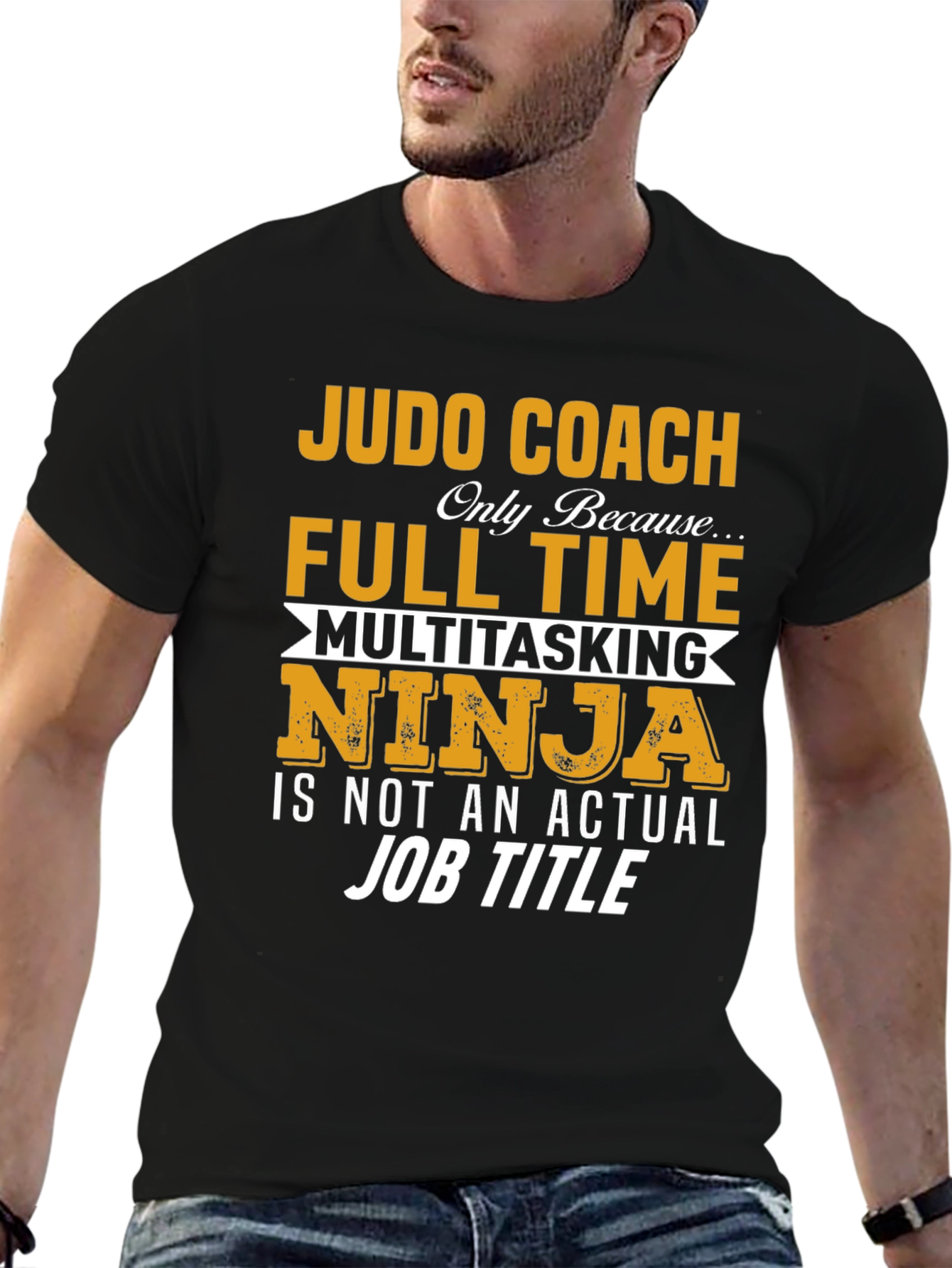 Black Judo Coach Full Time Multitasking Ninja T-Shirt view 6