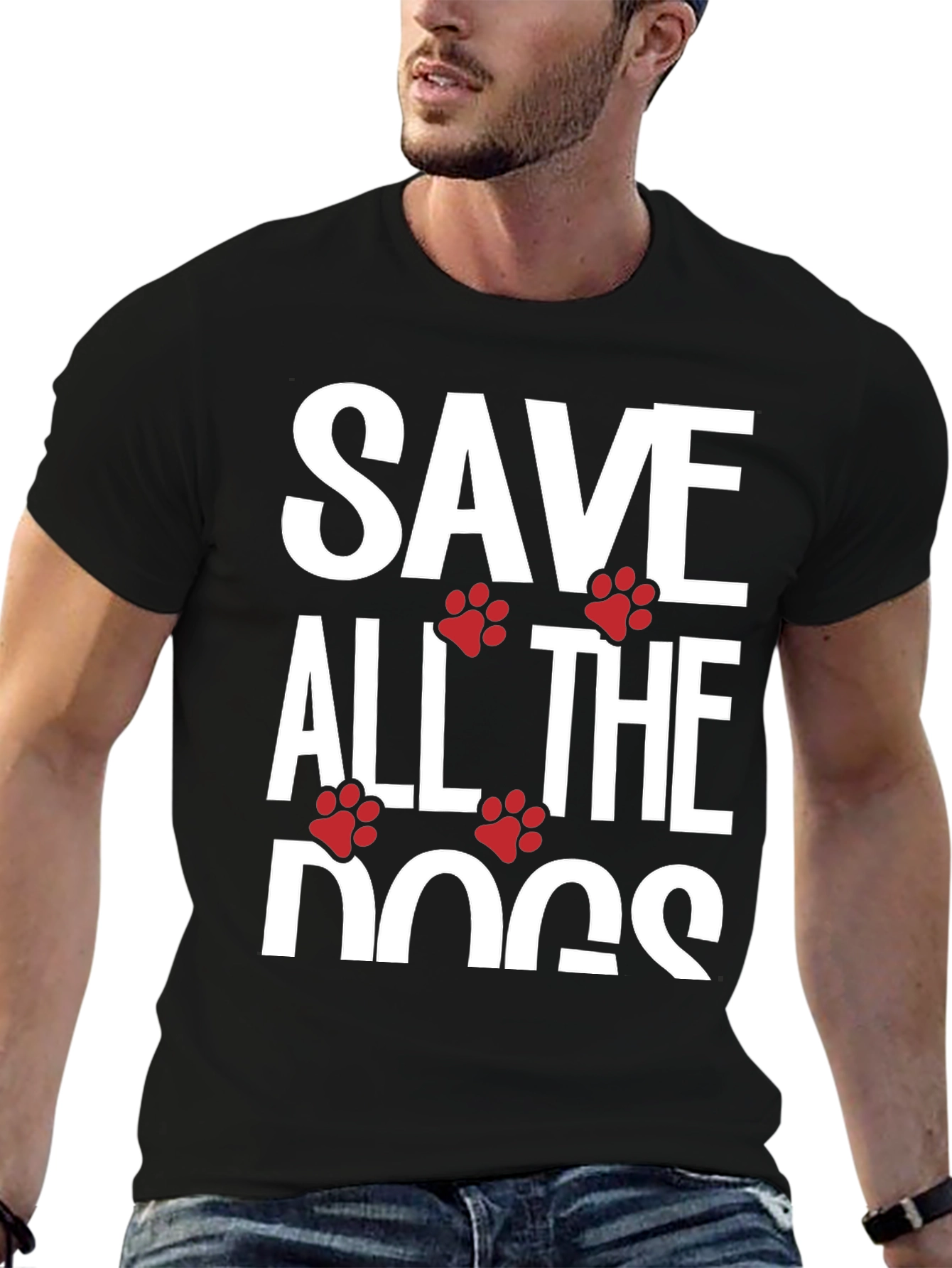 Black Save All The Dogs T-Shirt - Animal Lover Tee view 6