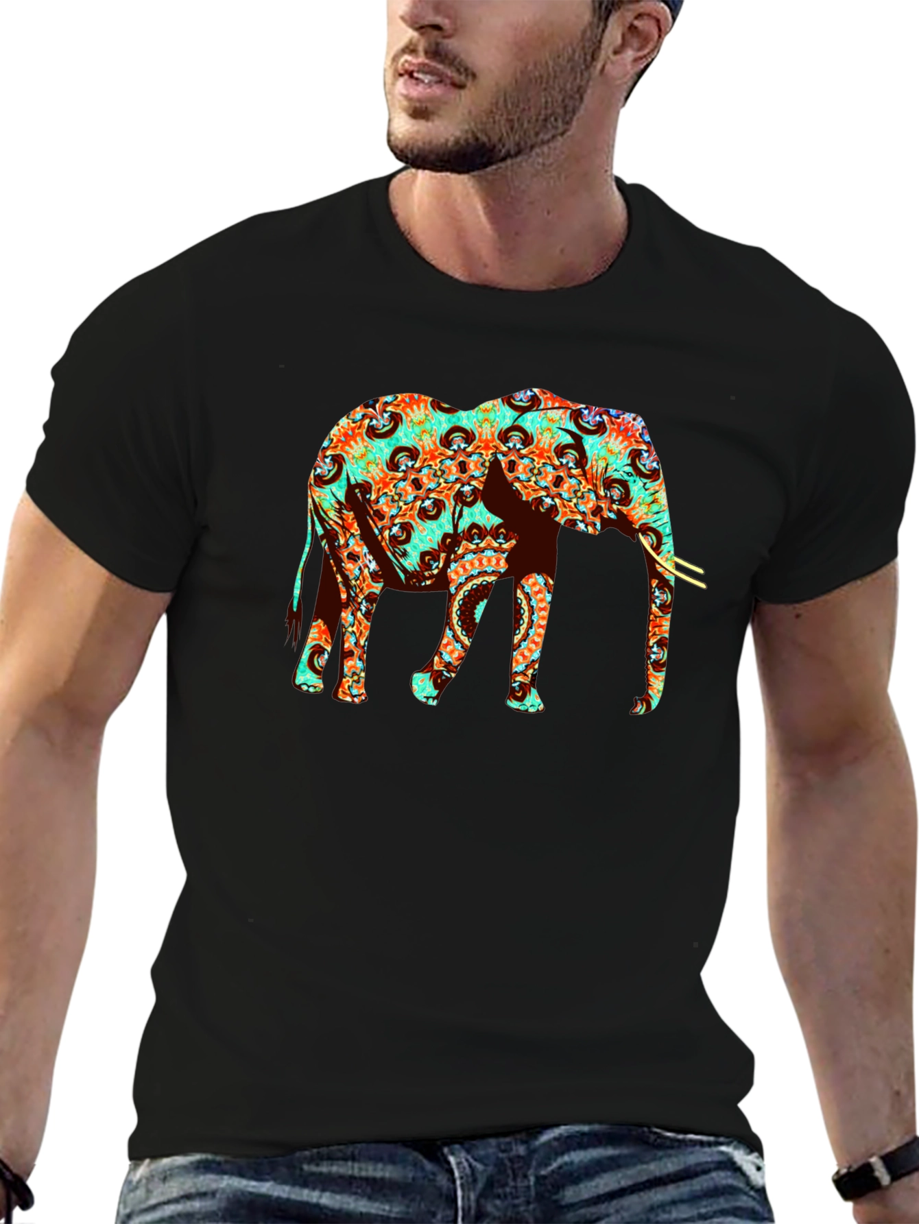 Black Elephant Mandala Graphic Tee view 6