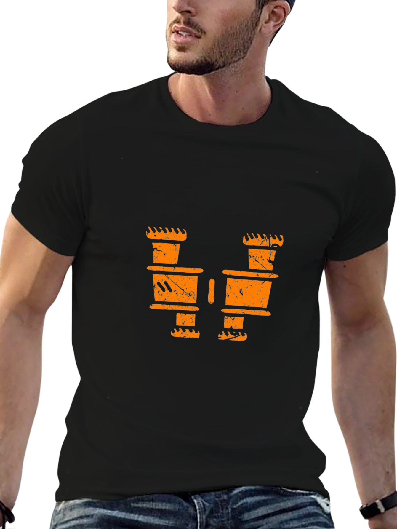 Black Retro Bongo Drum T-Shirt view 6