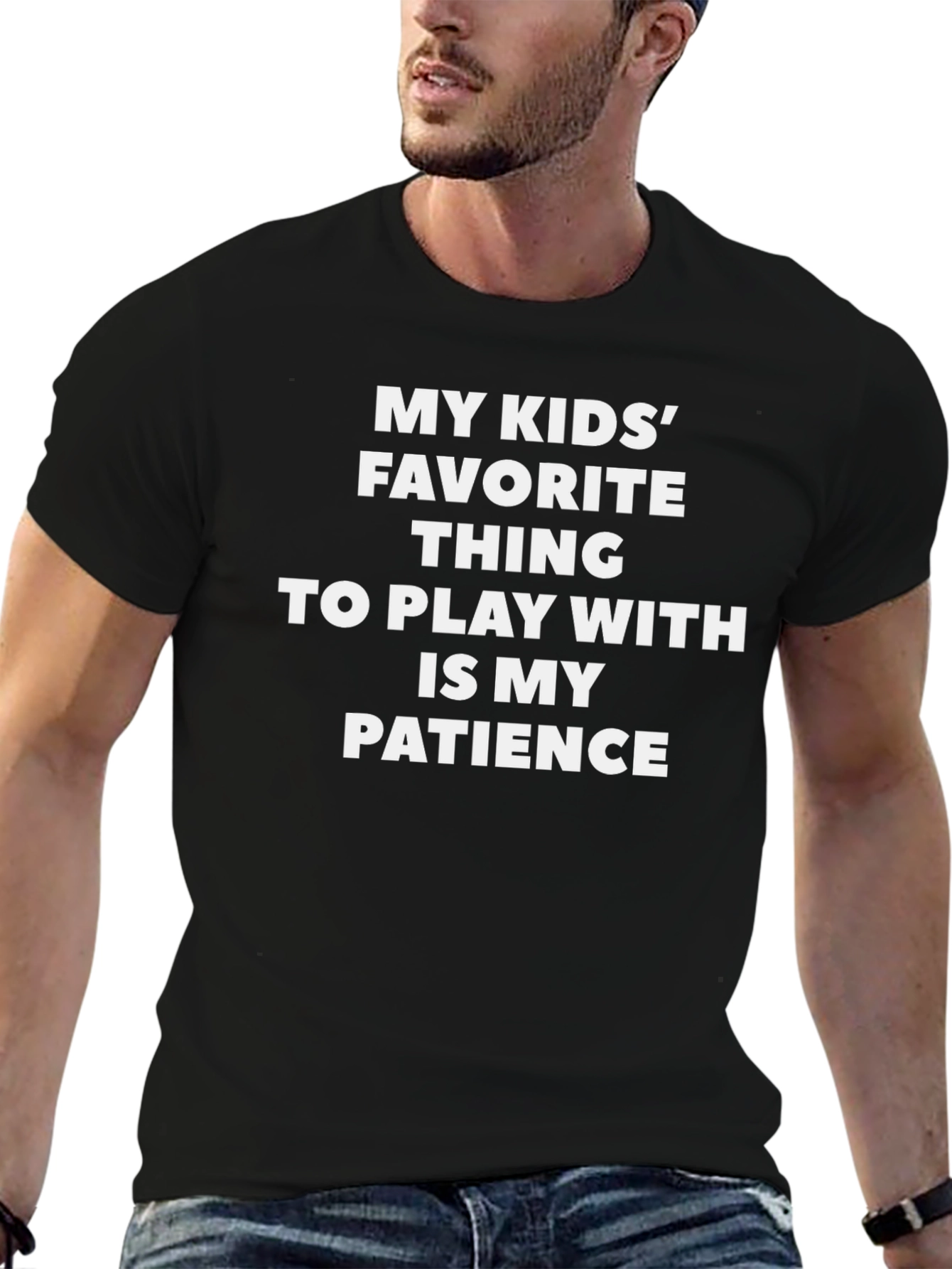 Black Humorous "My Kids' Patience" Graphic T-Shirt view 6