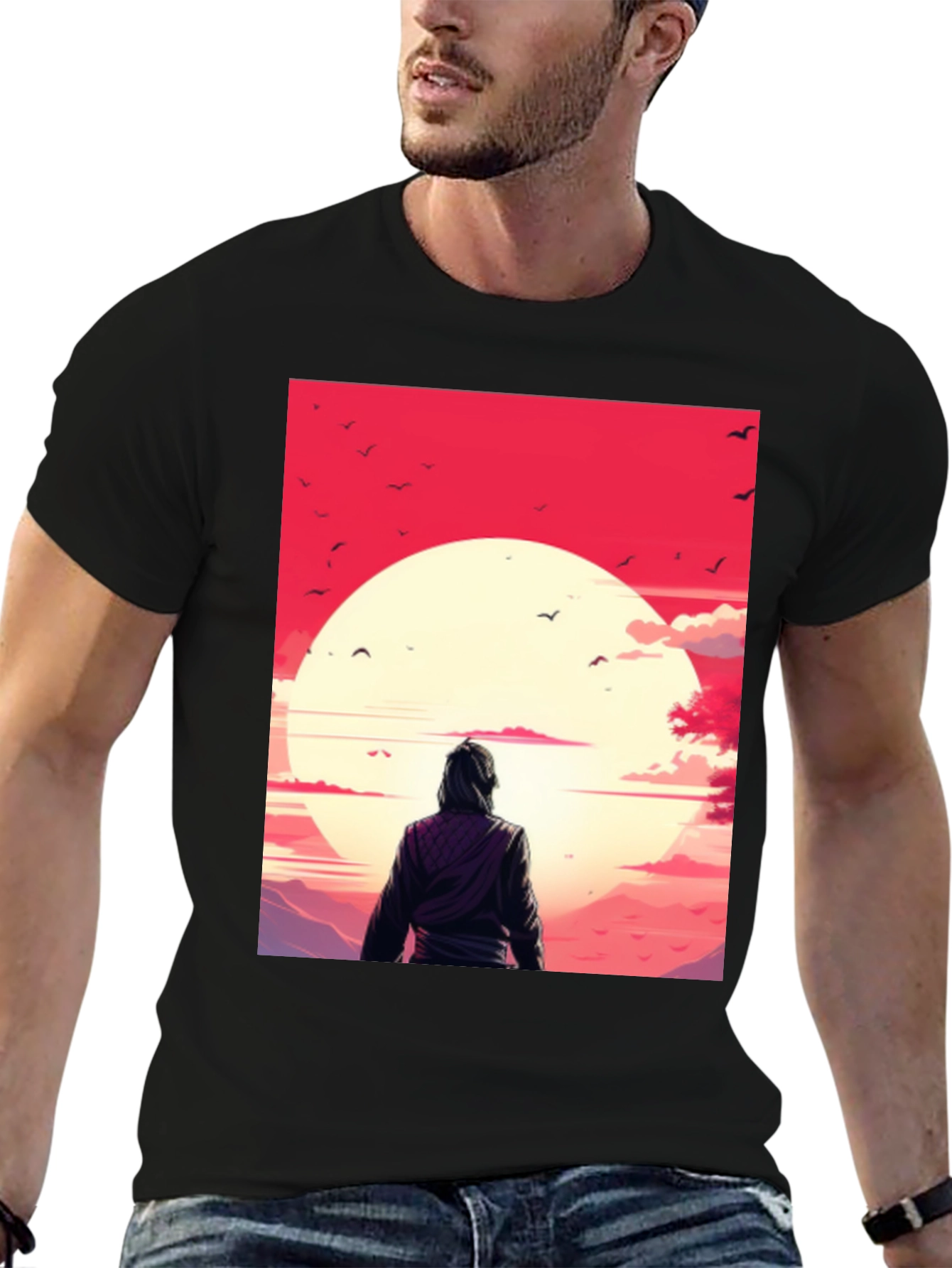 Black Sunset Graphic Tee - Black Casual T-Shirt view 6