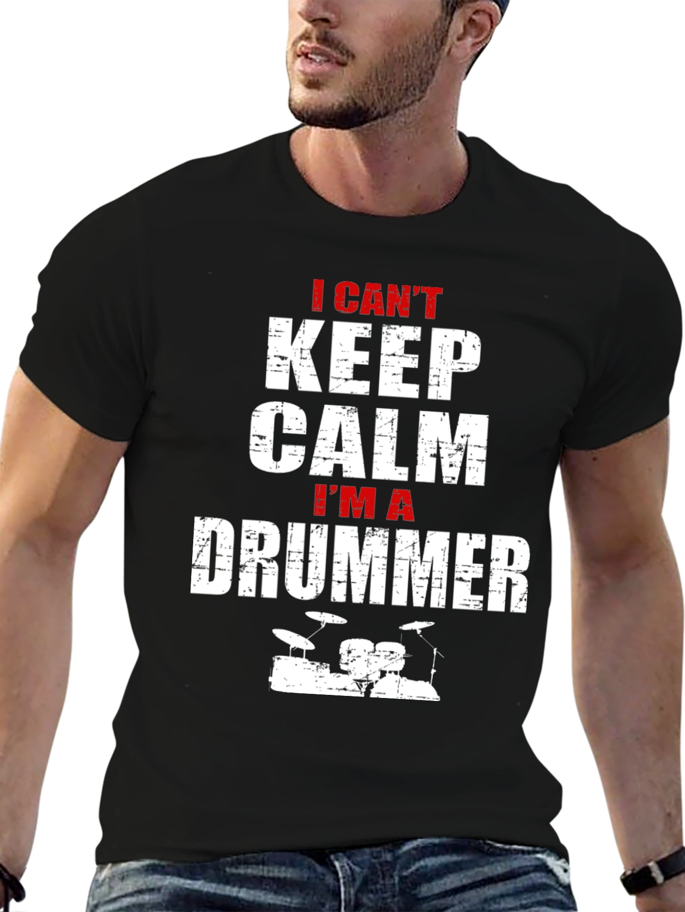 Black I Can't Keep Calm I'm A Drummer T-Shirt view 6