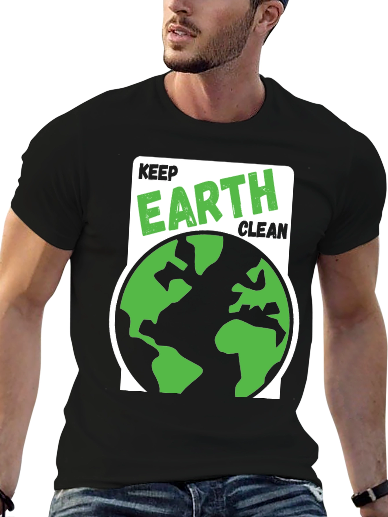 Black Keep Earth Clean Graphic T-Shirt view 6