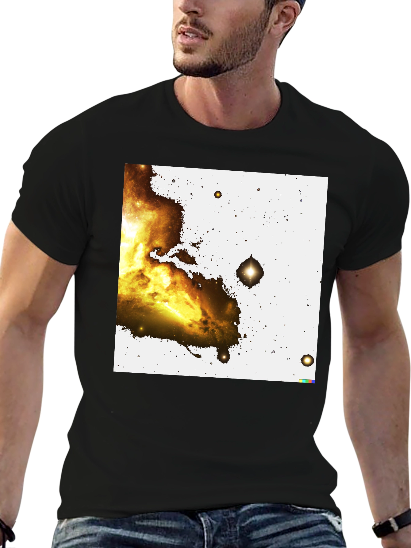 Black Nebula Print Black T-Shirt view 6