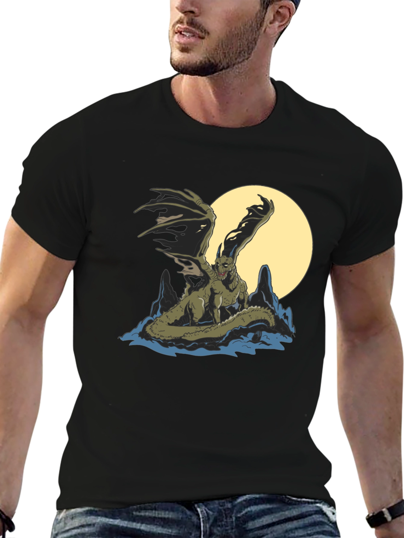 Black Dragon T-Shirt - Mythical Creature Graphic Tee view 6