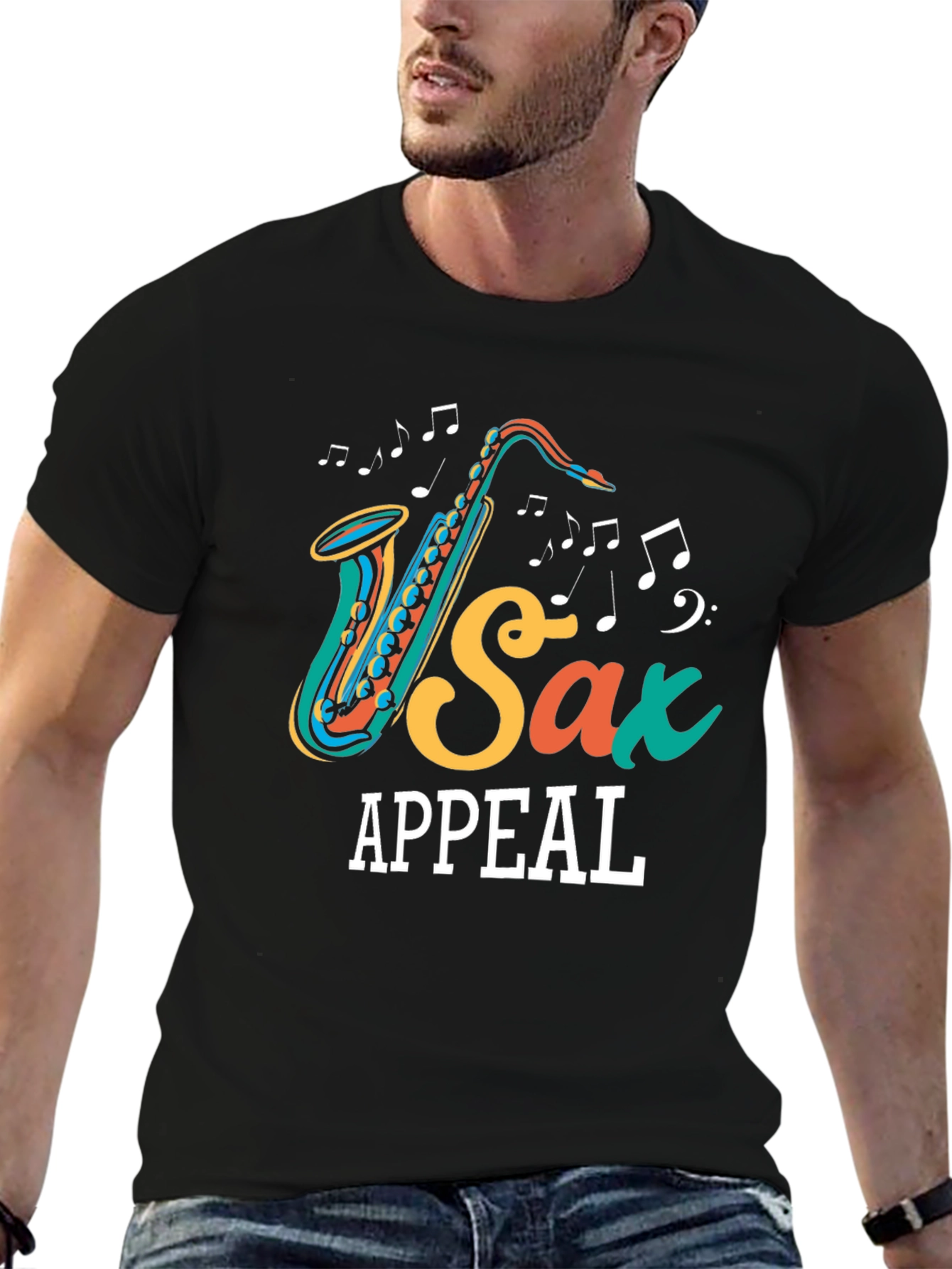 Black Sax Appeal Graphic Tee - Music Lover's T-Shirt view 6