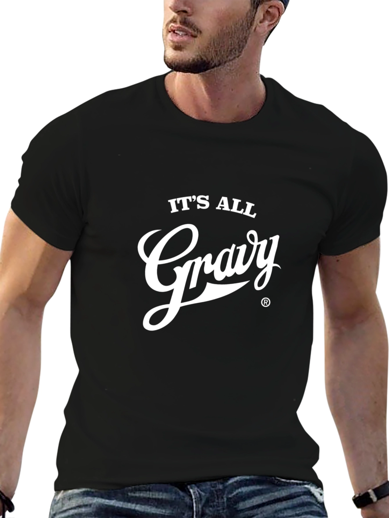 Black It's All Gravy Black T-Shirt, Funny Foodie Tee view 6