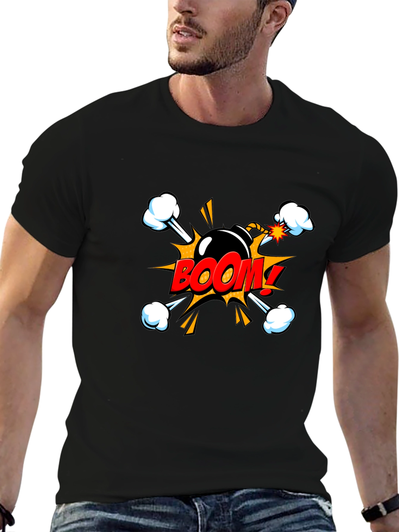 Black Boom Bomb Graphic T-Shirt - Explosive Fun! view 6