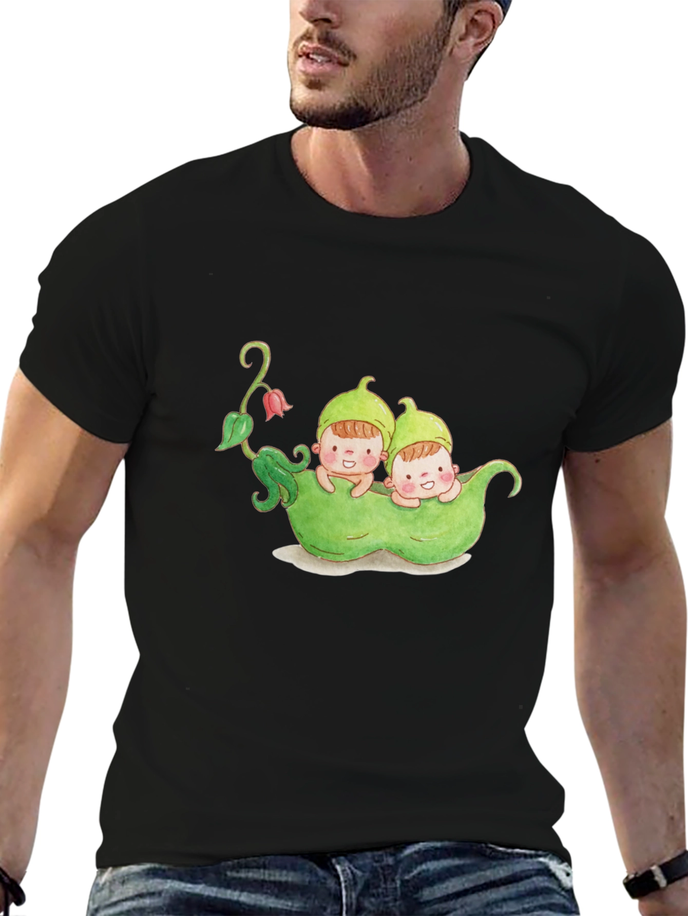 Black Two Peas in a Pod Black T-Shirt view 6