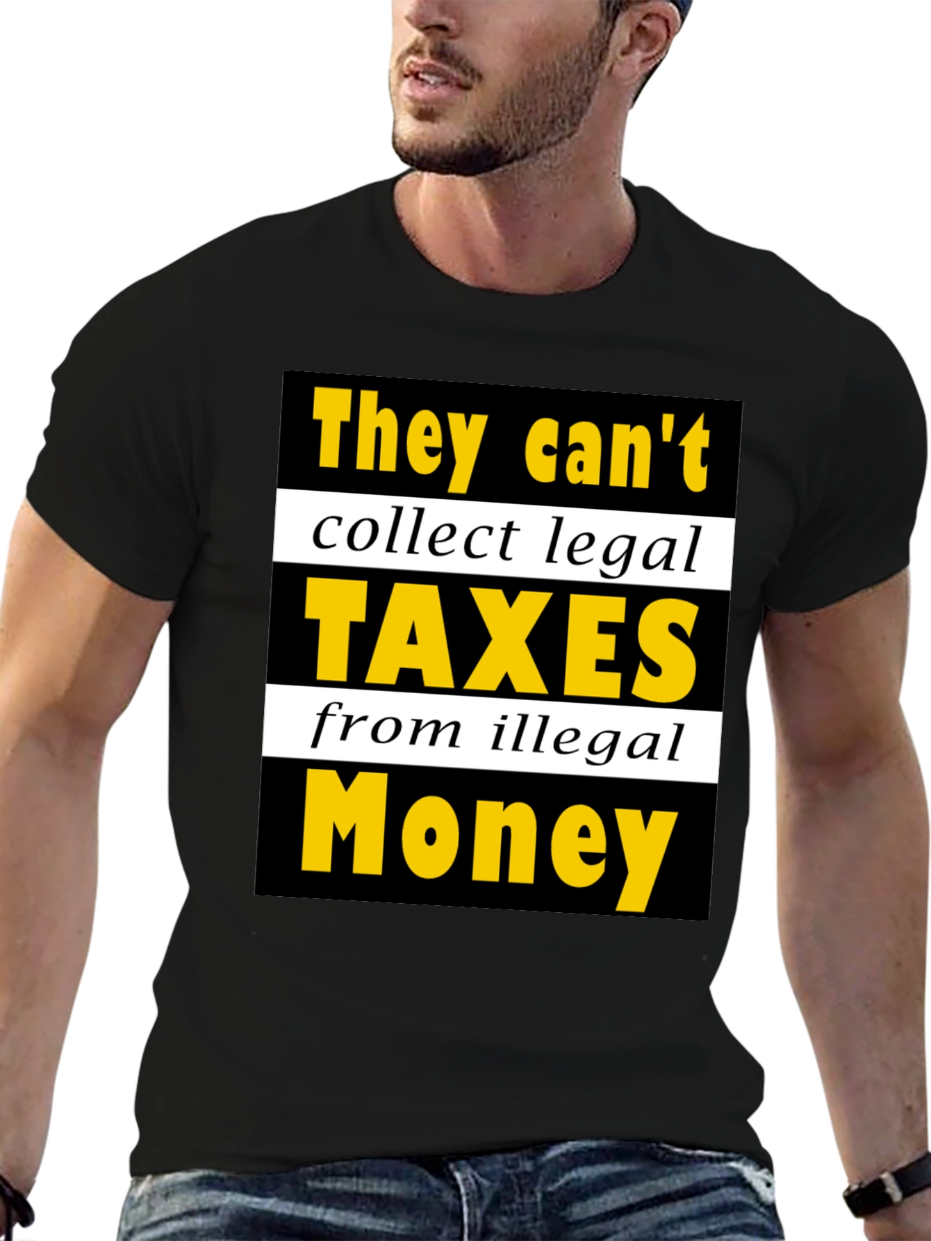Black Humorous "Taxes from Illegal Money" Graphic Tee view 6